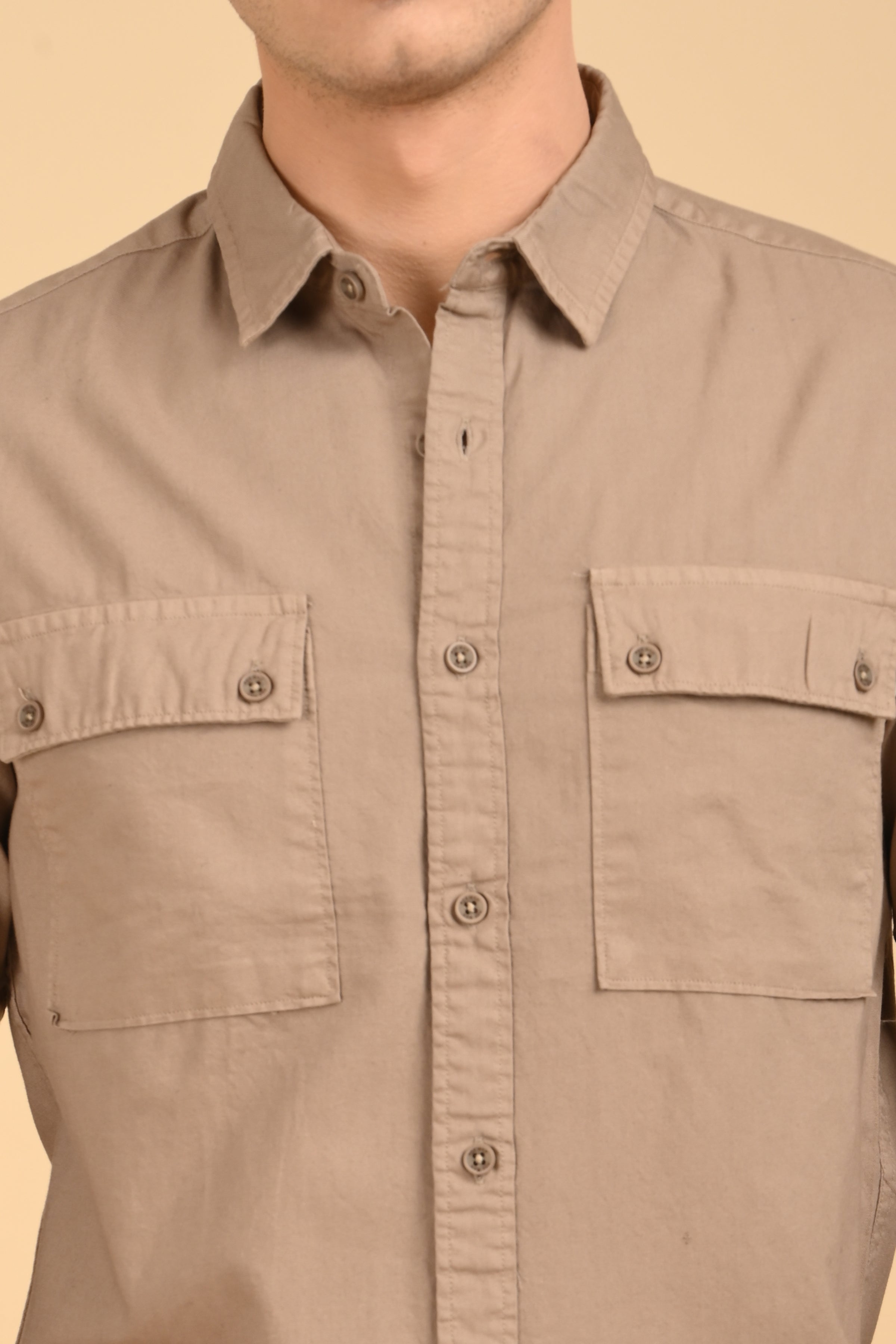 Men Trent Dyed Oxford Shirt Khaki