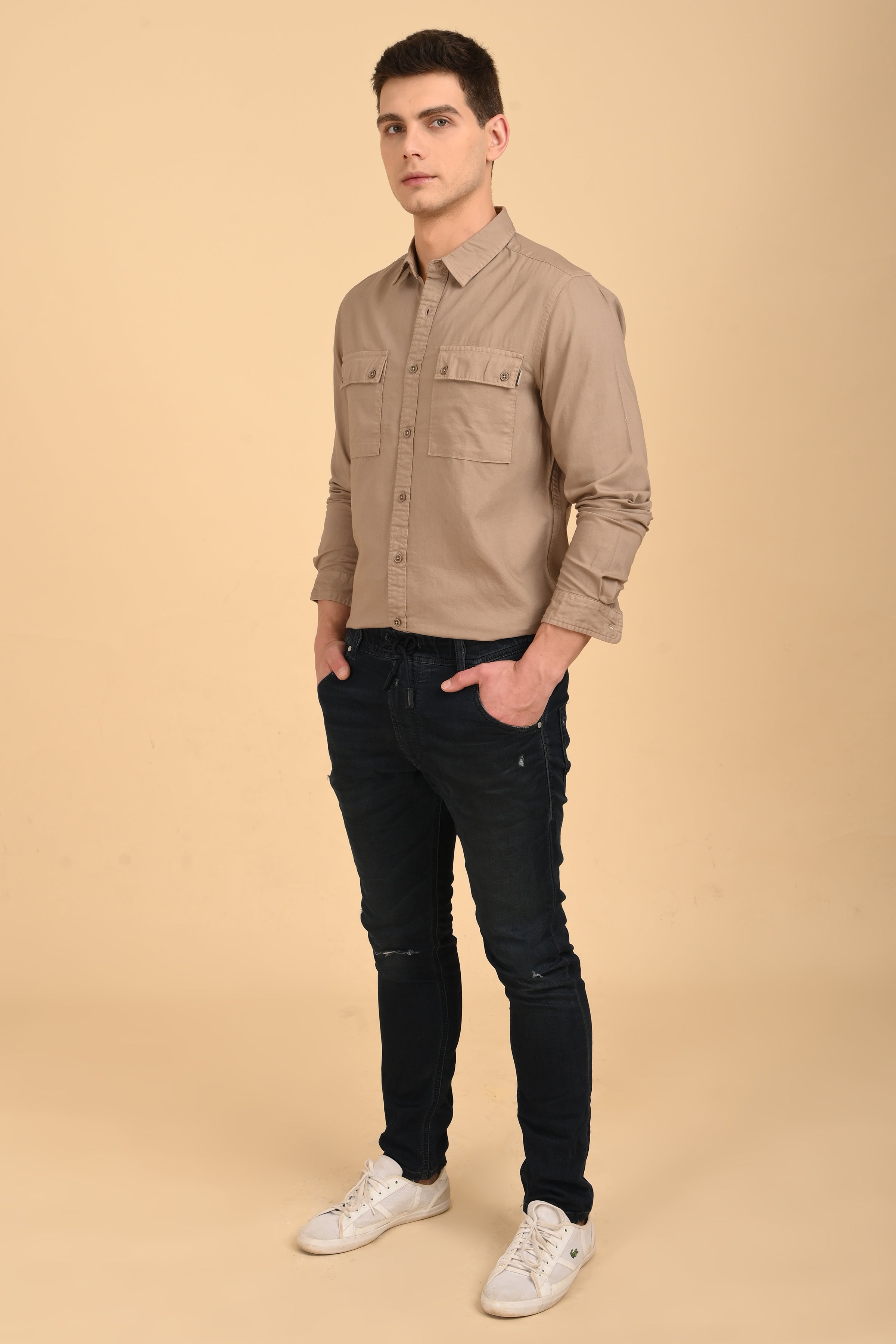 Men Trent Dyed Oxford Shirt Khaki