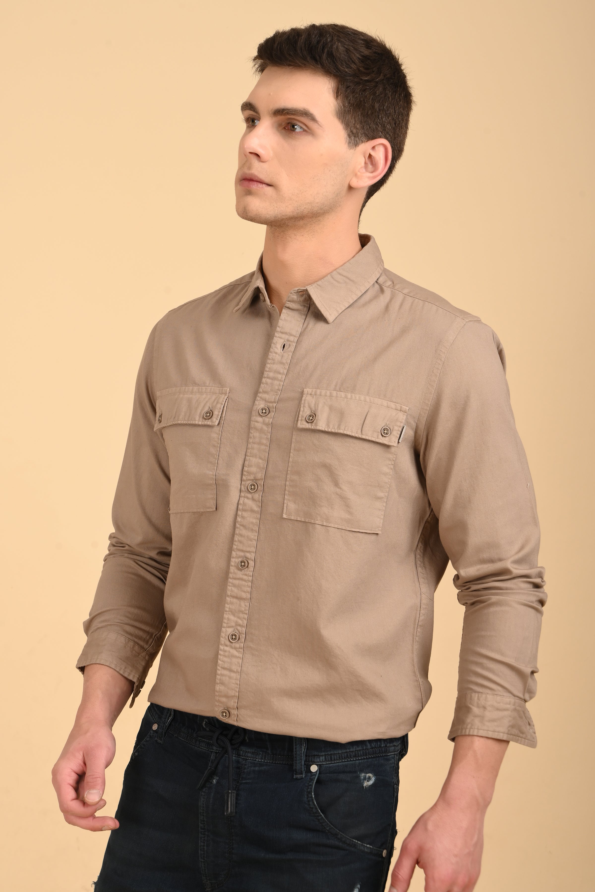 Men Trent Dyed Oxford Shirt Khaki