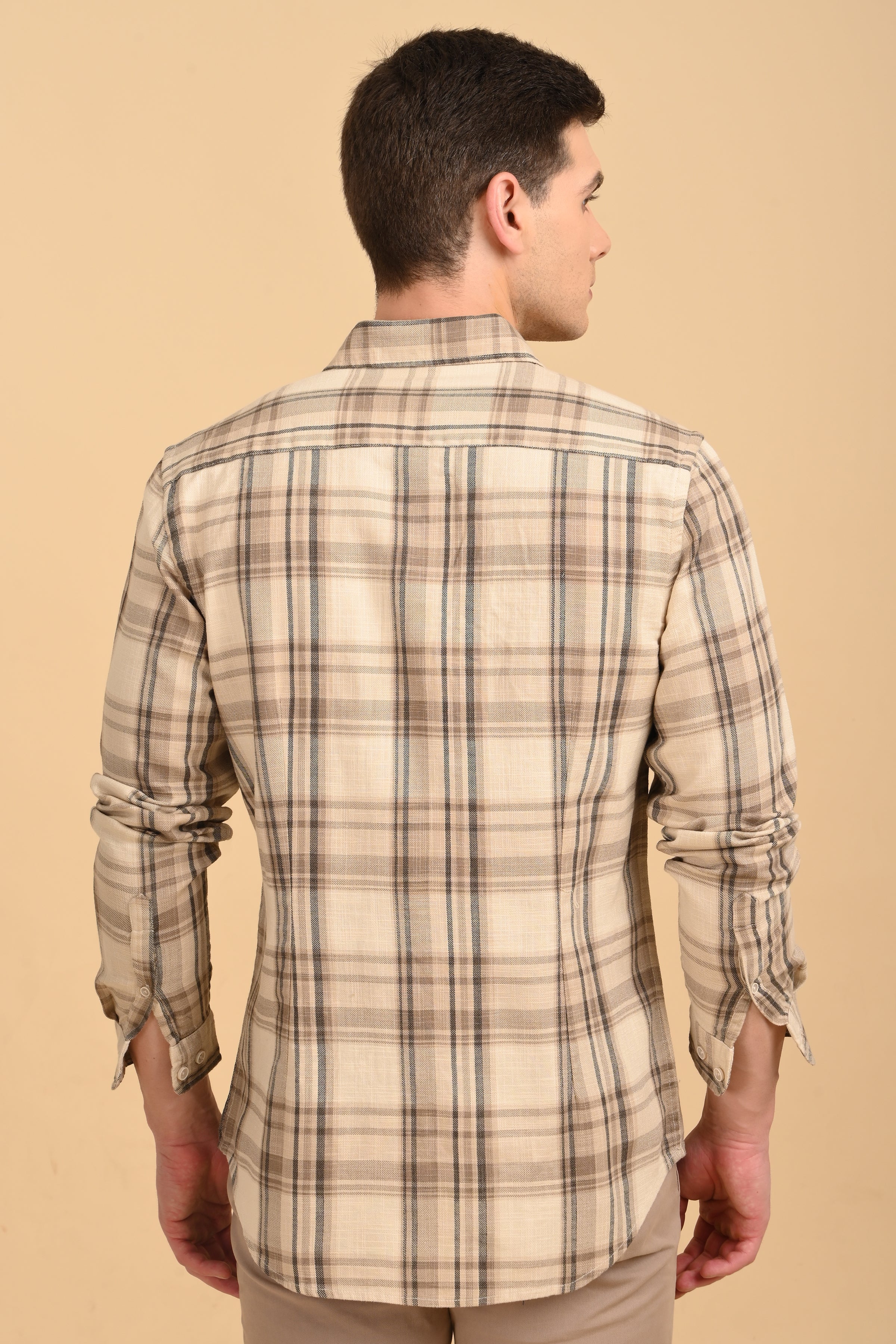 Men Cotton Slub Check Shirt