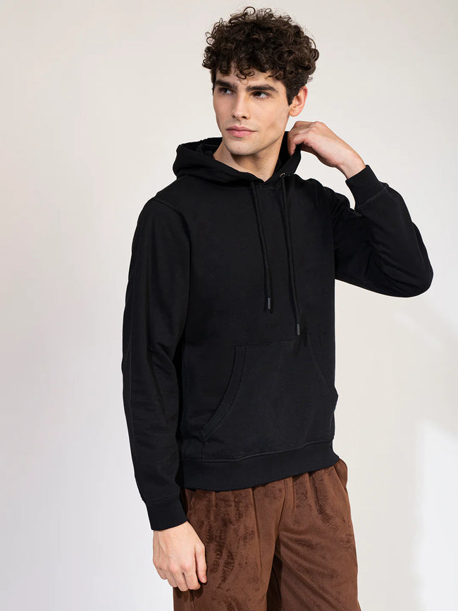 Men Black Solid Sweatshirt