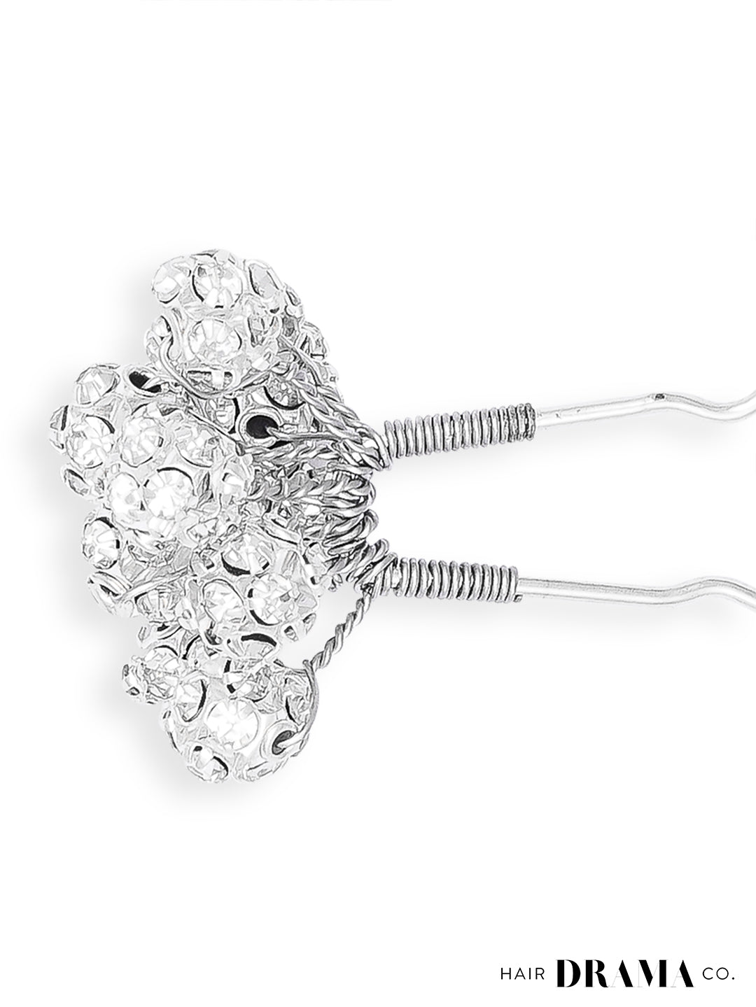 Silver Embellished Pearls U Pins Set of 4