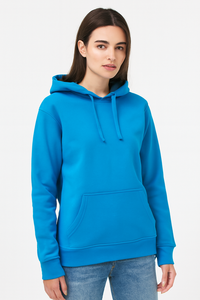 Women Blue Solid Pullover Sweatshirt