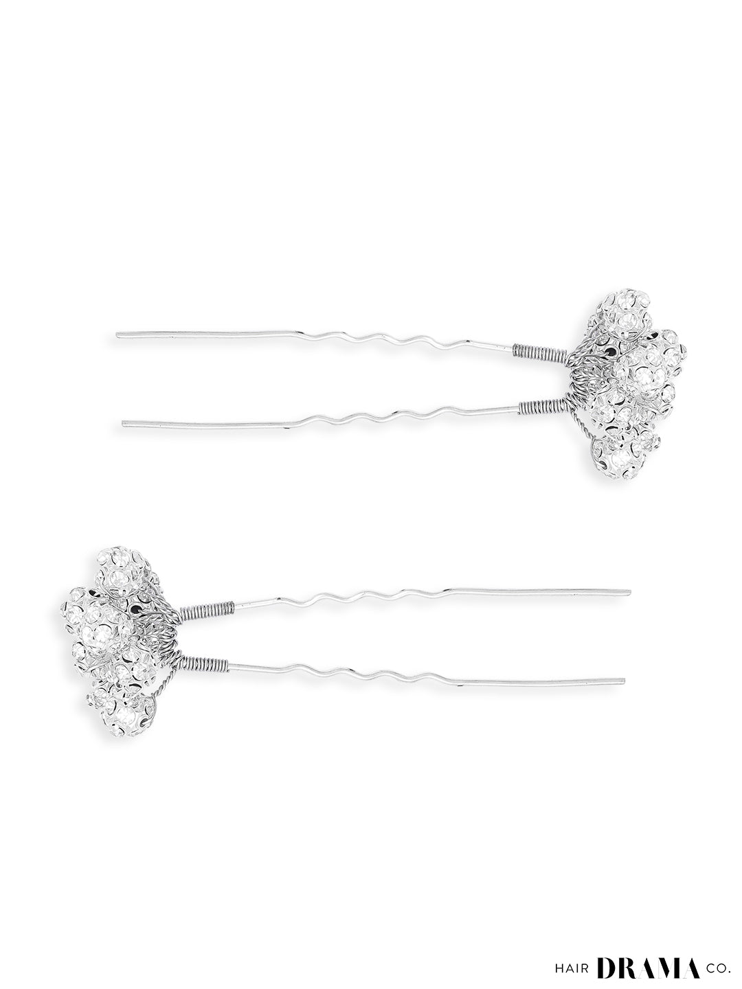 Silver Embellished Pearls U Pins Set of 4