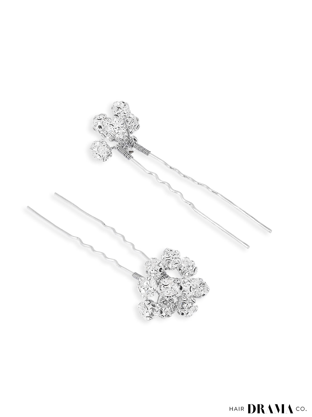 Silver Embellished Pearls U Pins Set of 4