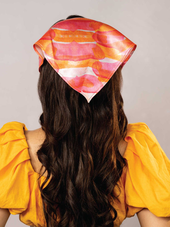 Pink Abstract Headscarf Headband with Elastic