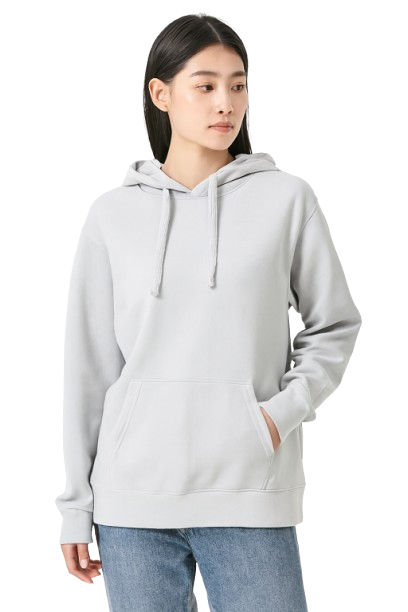 Women Blue Solid Cotton Pullover Hoodie