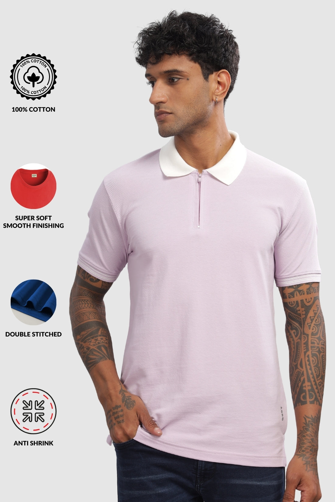 Men Lavender Regular Fit Polo T-Shirt
