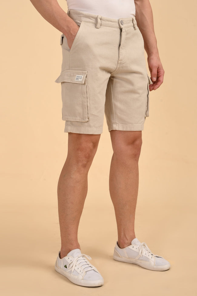 Men Tiptur Cotton Cargo Shorts Stone