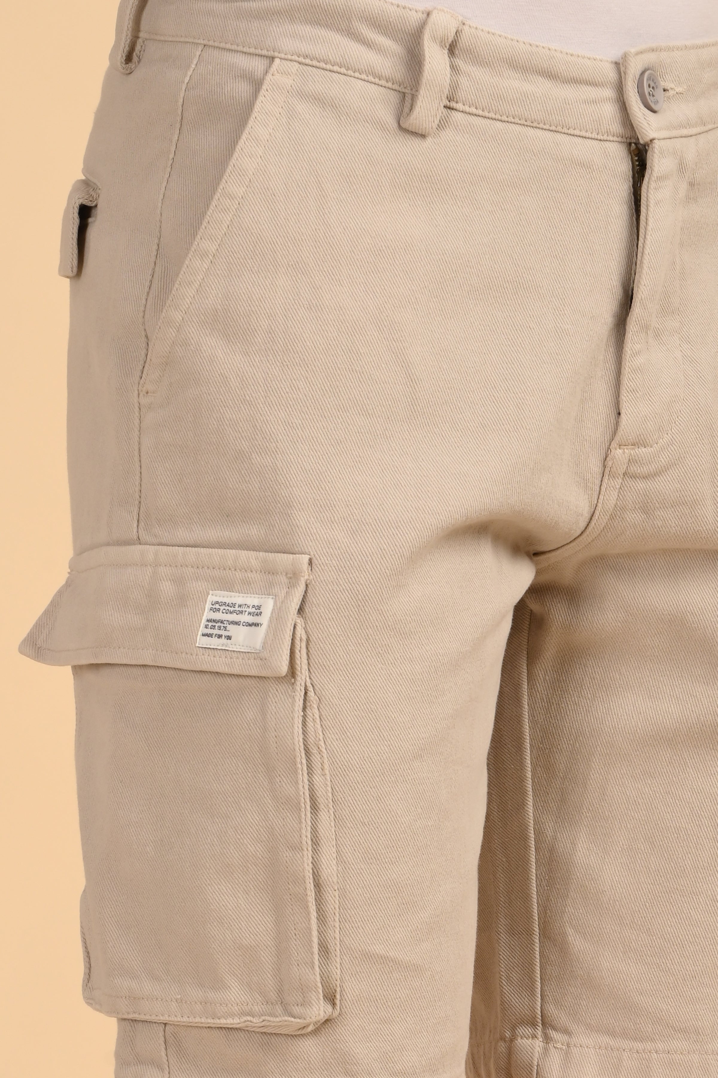 Men Tiptur Cotton Cargo Shorts Stone