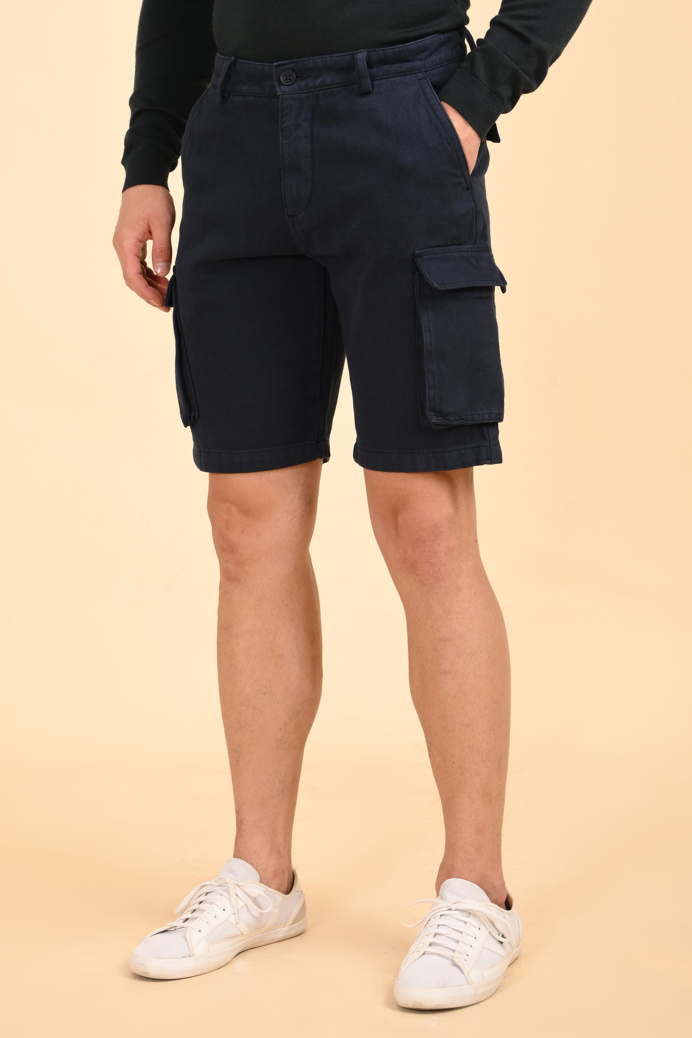 Men Tiptur Cotton Cargo Shorts Navy
