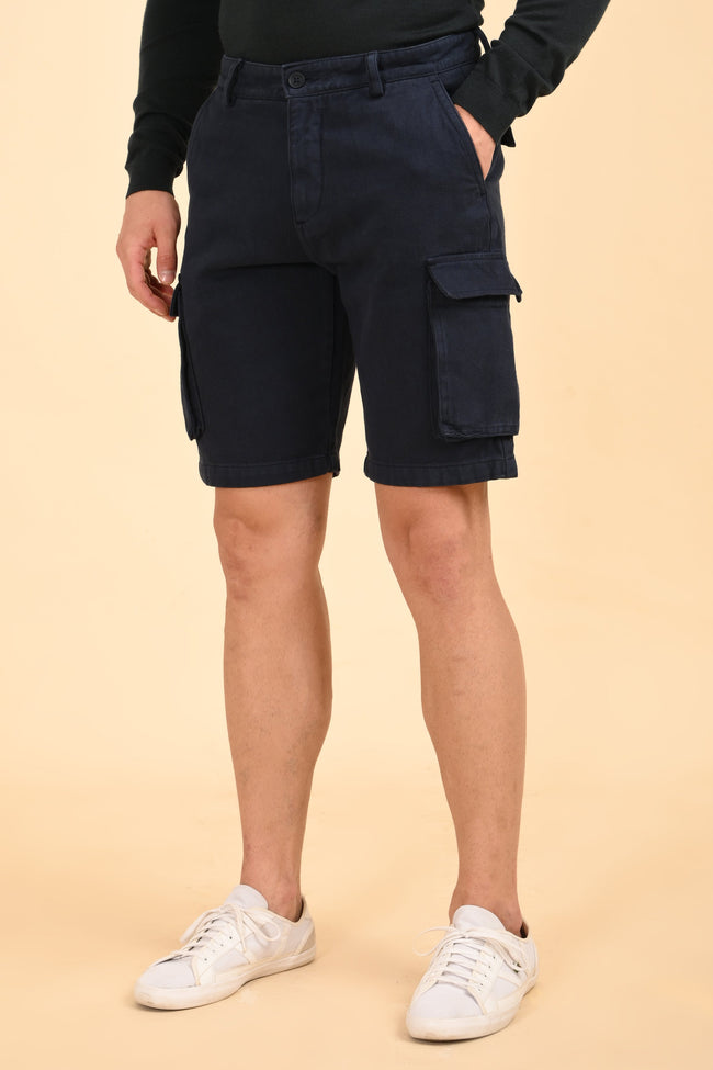 Men Tiptur Cotton Cargo Shorts Navy
