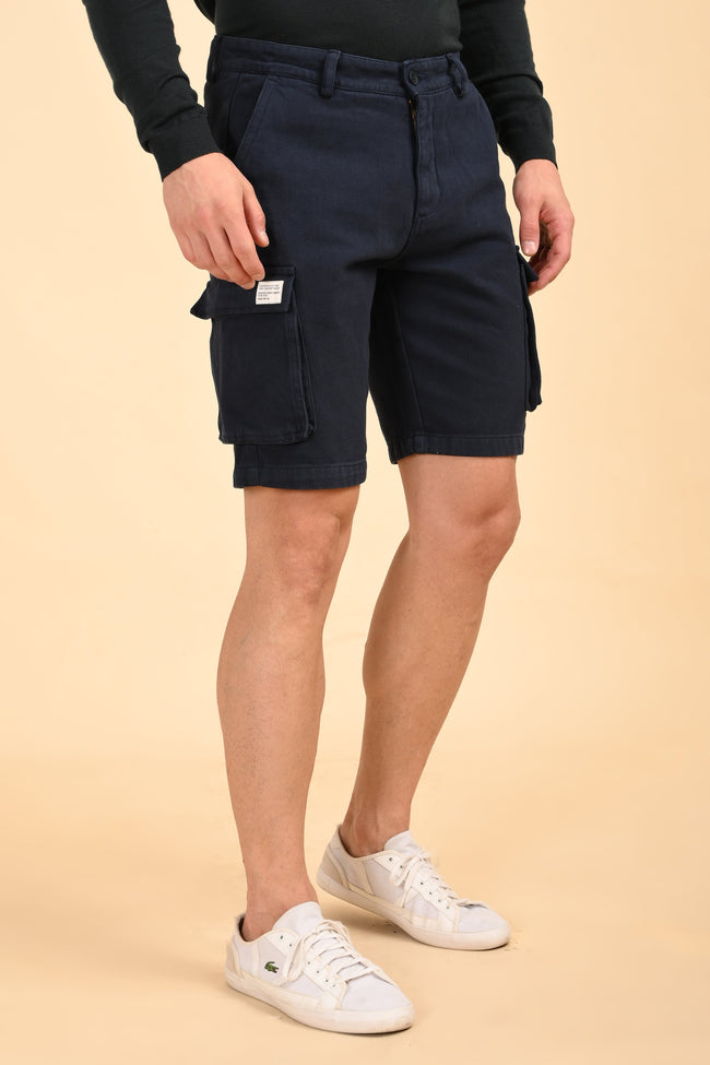 Men Tiptur Cotton Cargo Shorts Navy