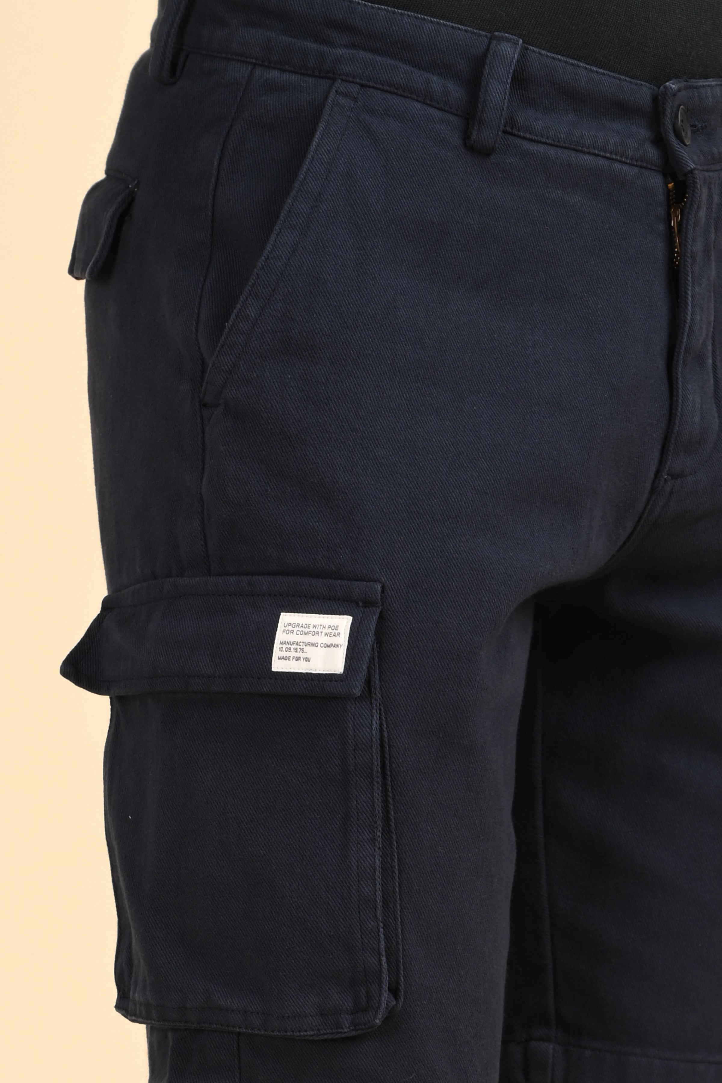 Men Tiptur Cotton Cargo Shorts Navy