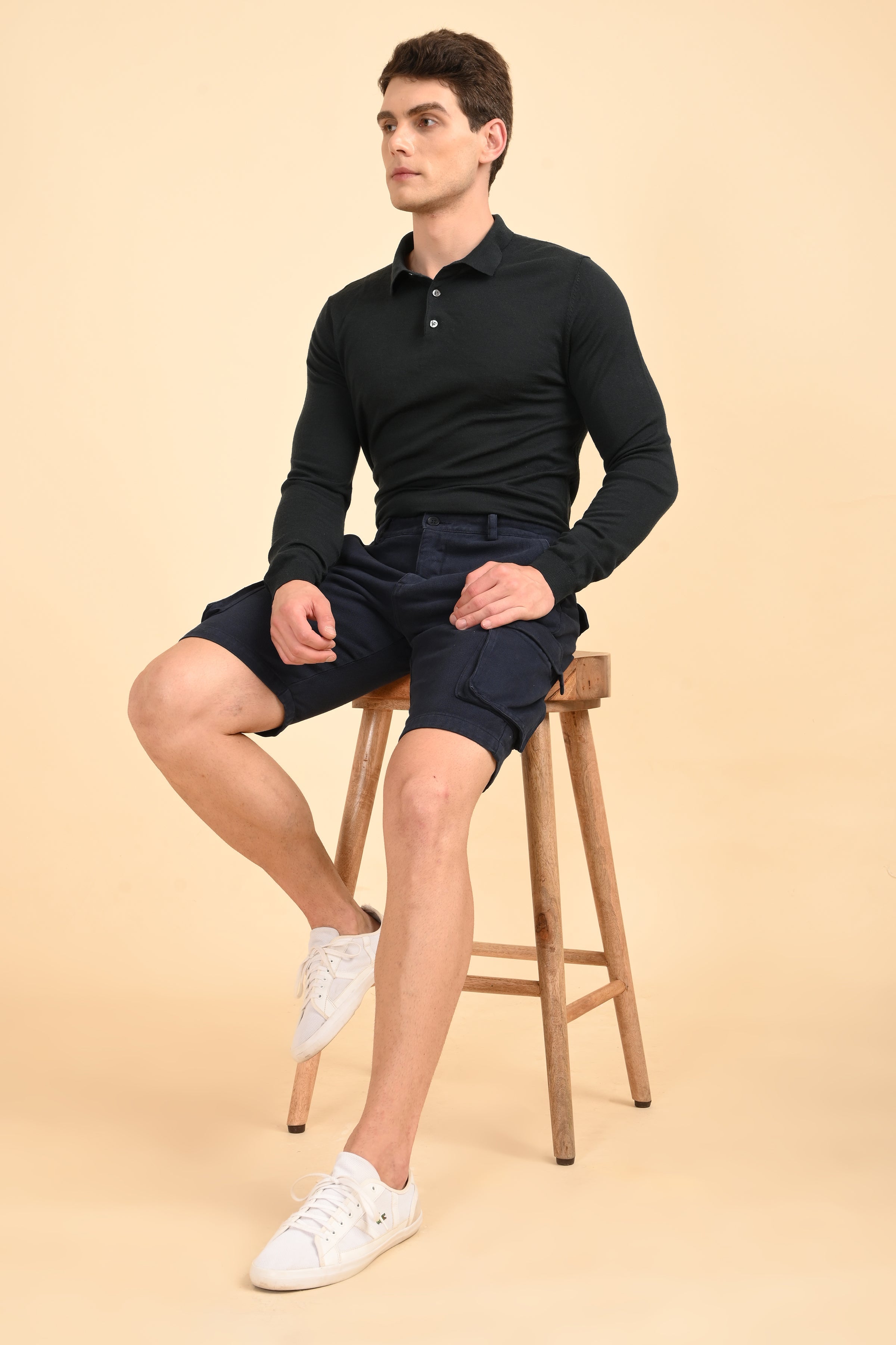 Men Tiptur Cotton Cargo Shorts Navy