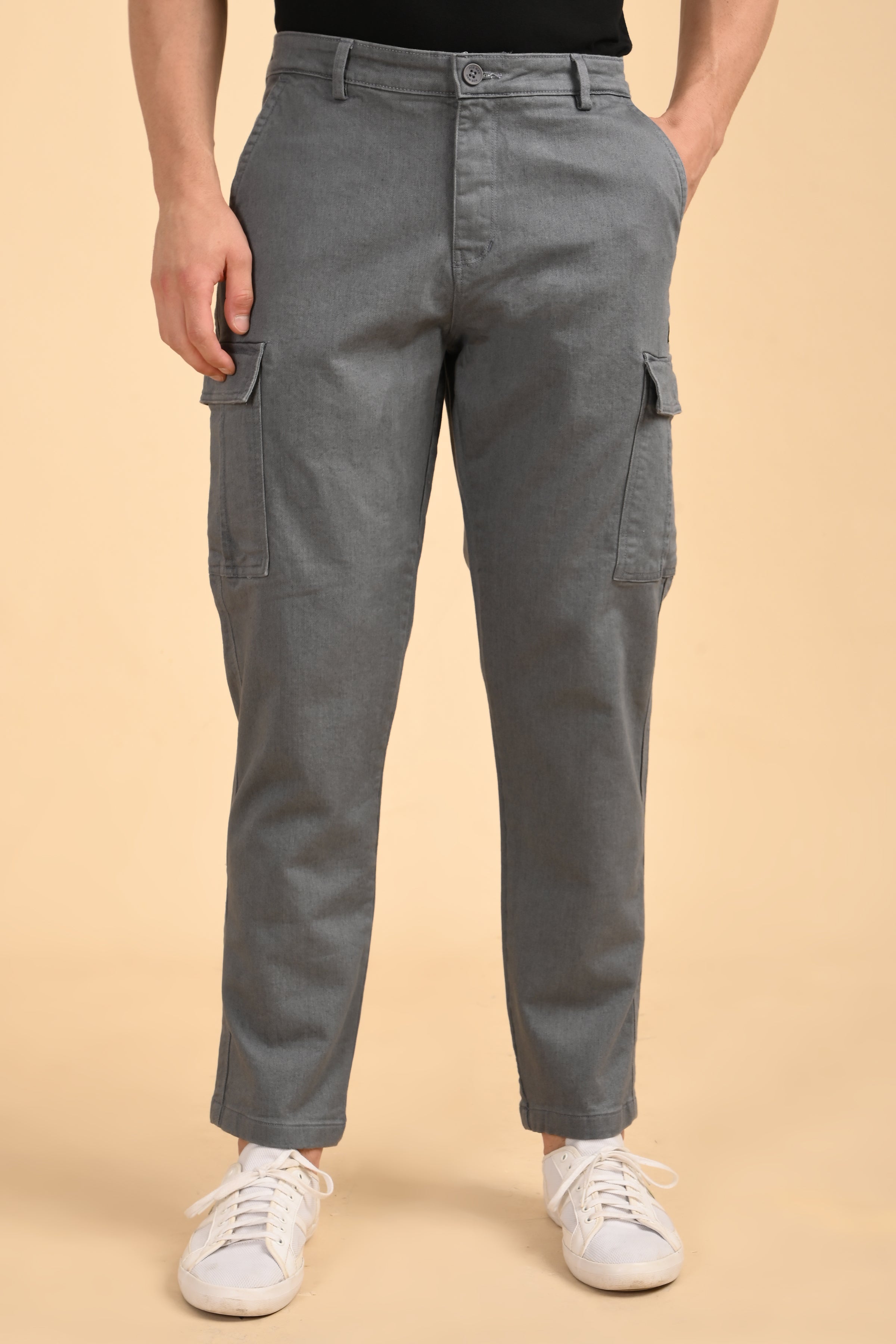 Men Denim Cargo Trousers