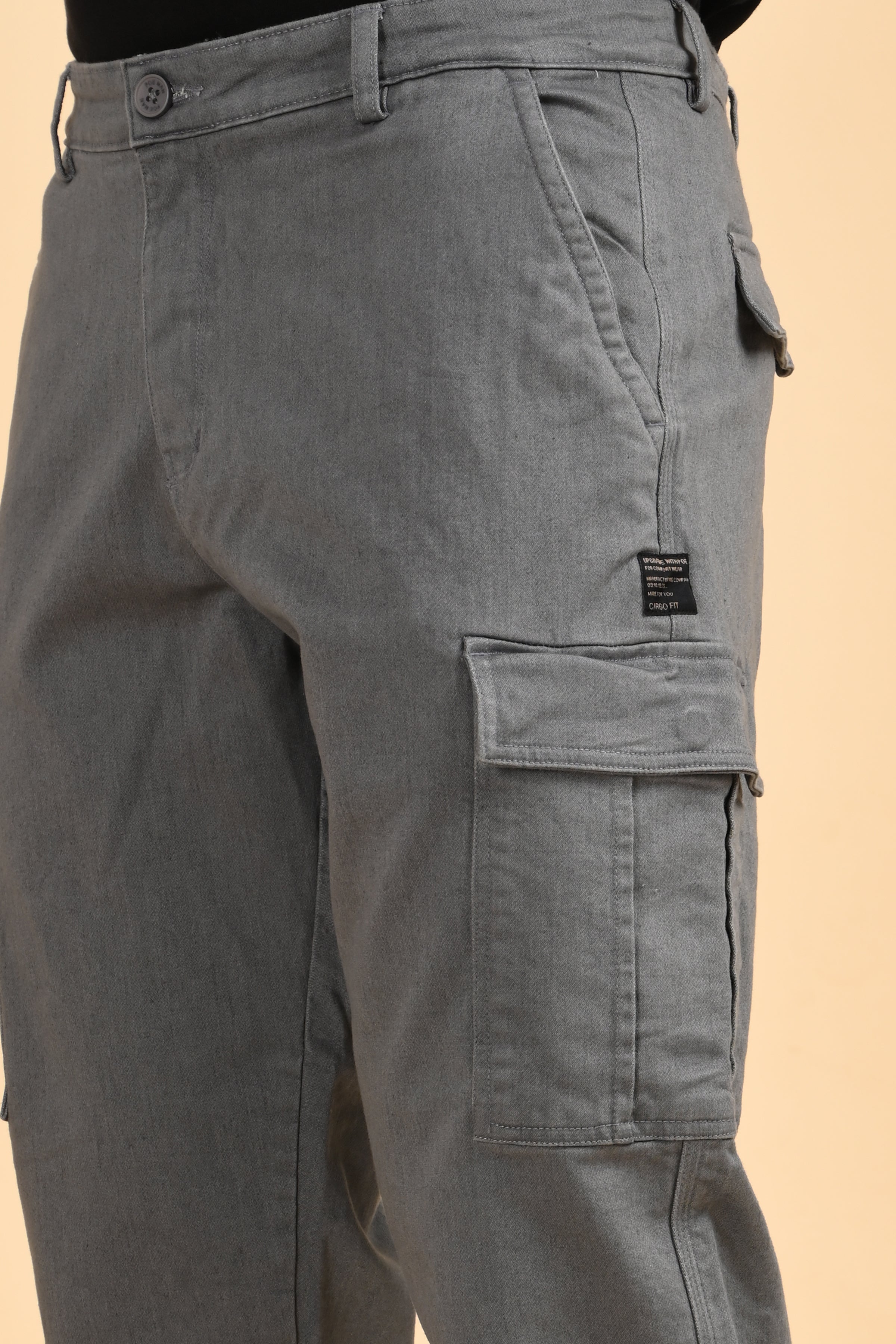 Men Denim Cargo Trousers