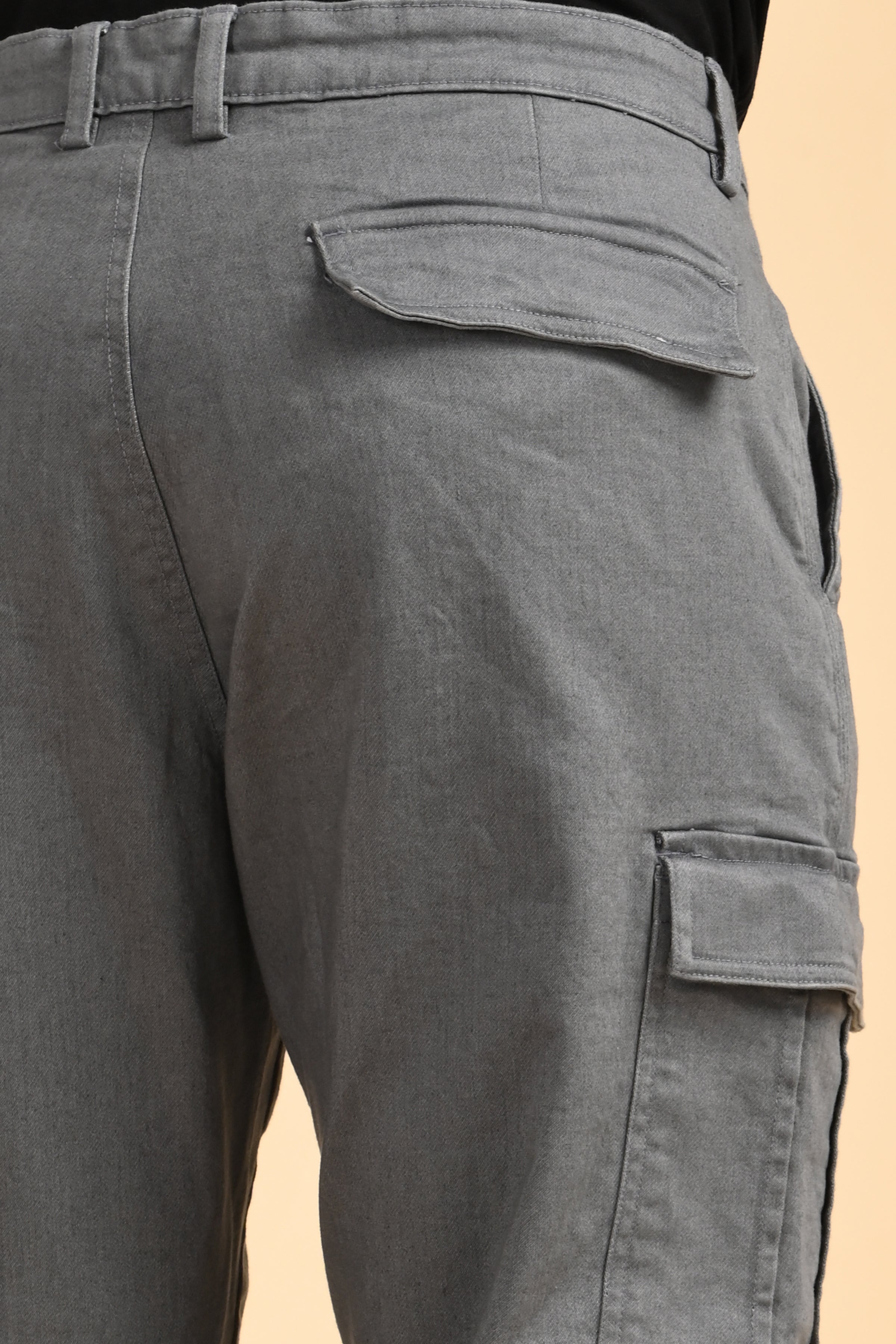 Men Denim Cargo Trousers