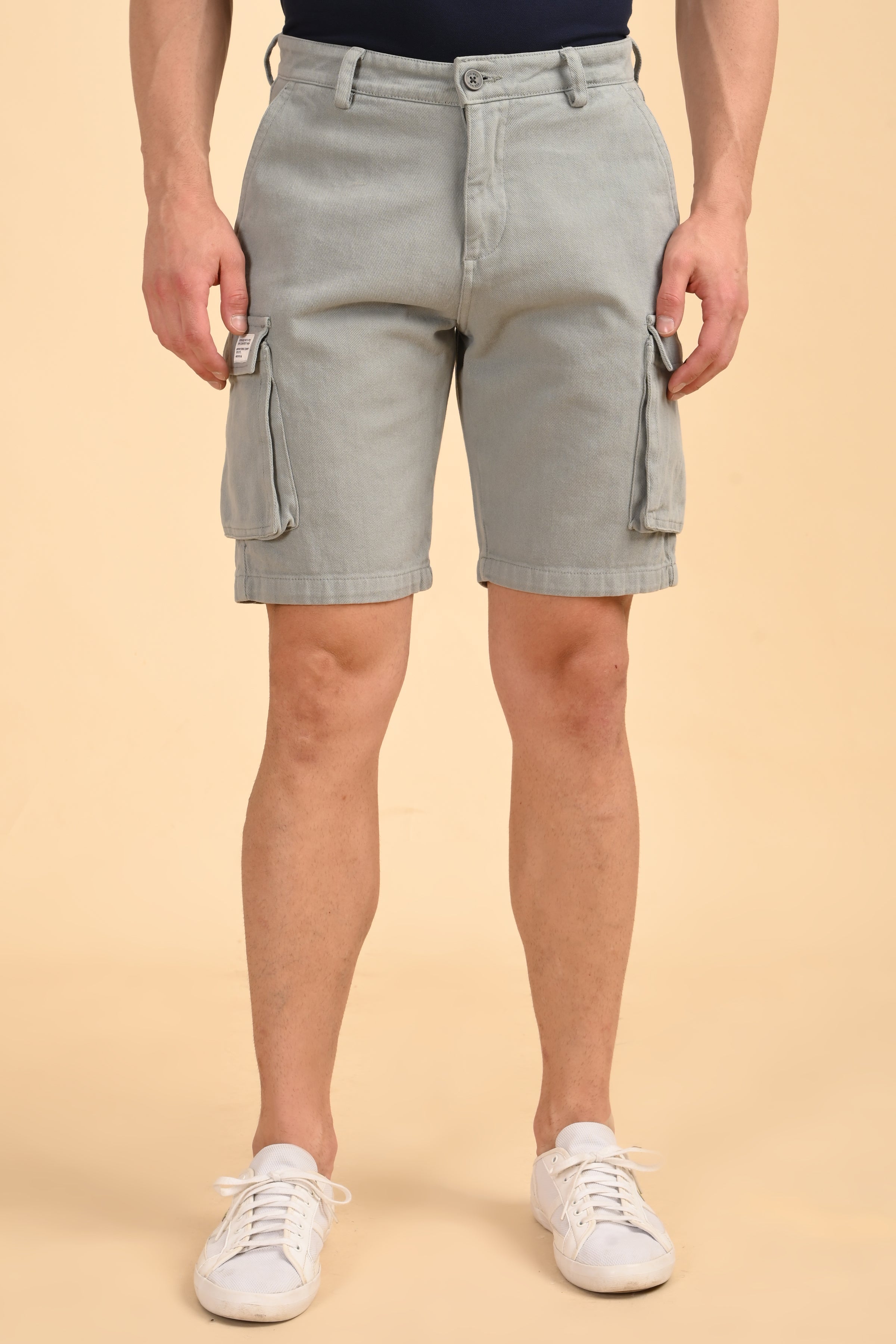 Men Tiptur Cotton Cargo Shorts Lt Grey