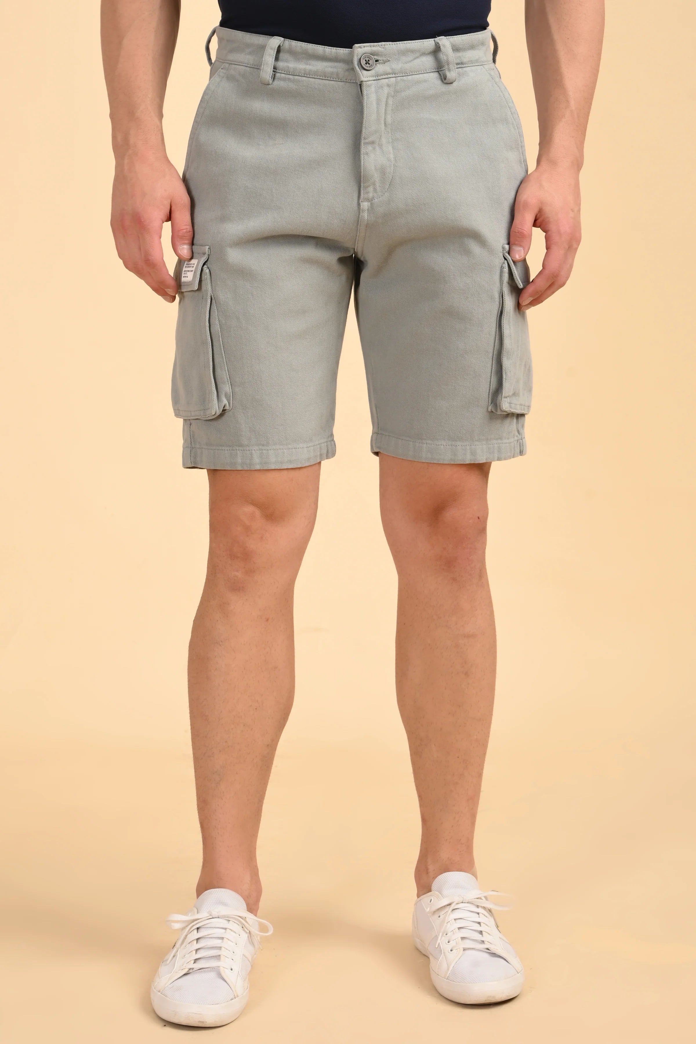 Men Tiptur Cotton Cargo Shorts Grey