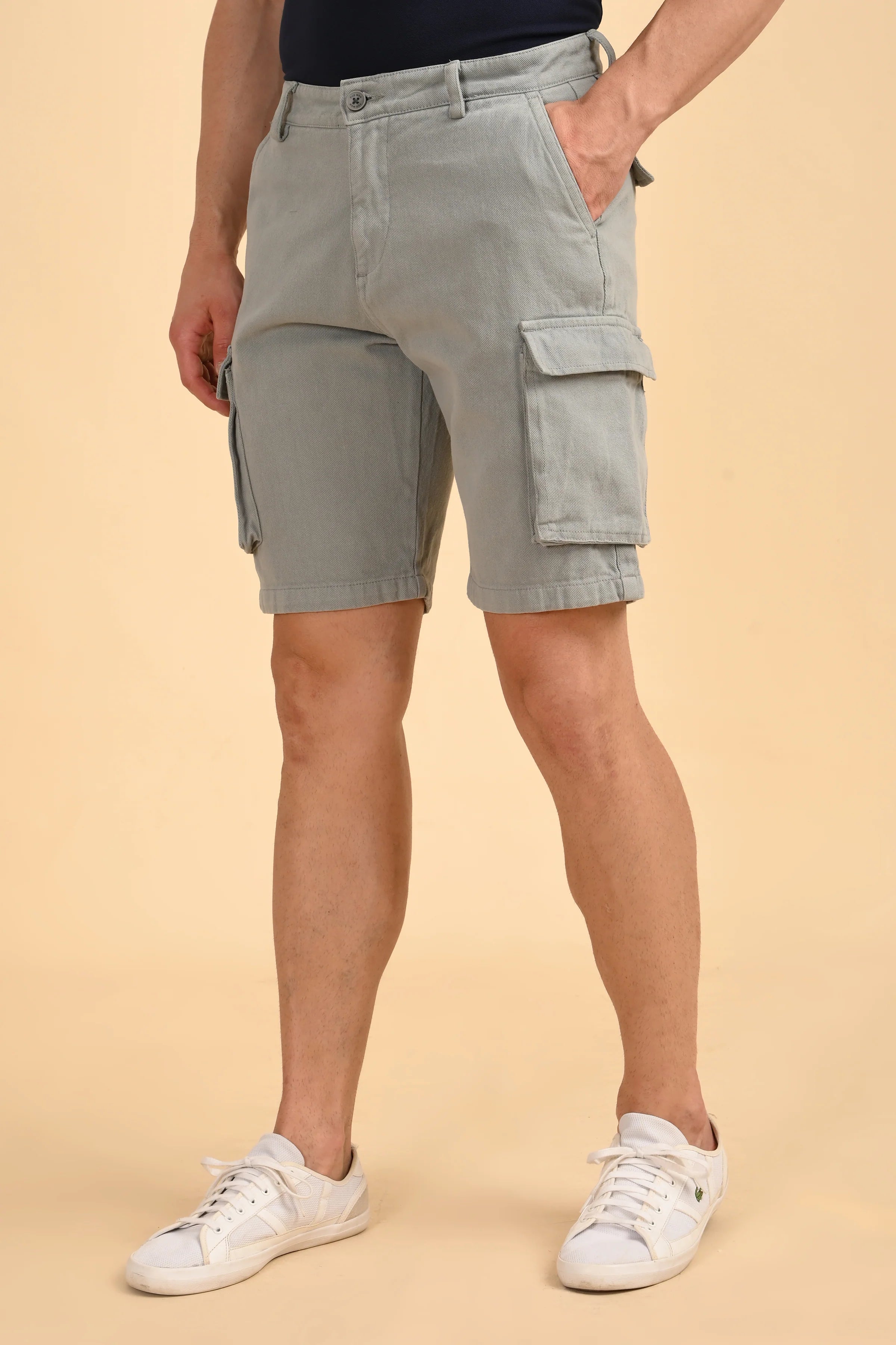 Men Tiptur Cotton Cargo Shorts Grey