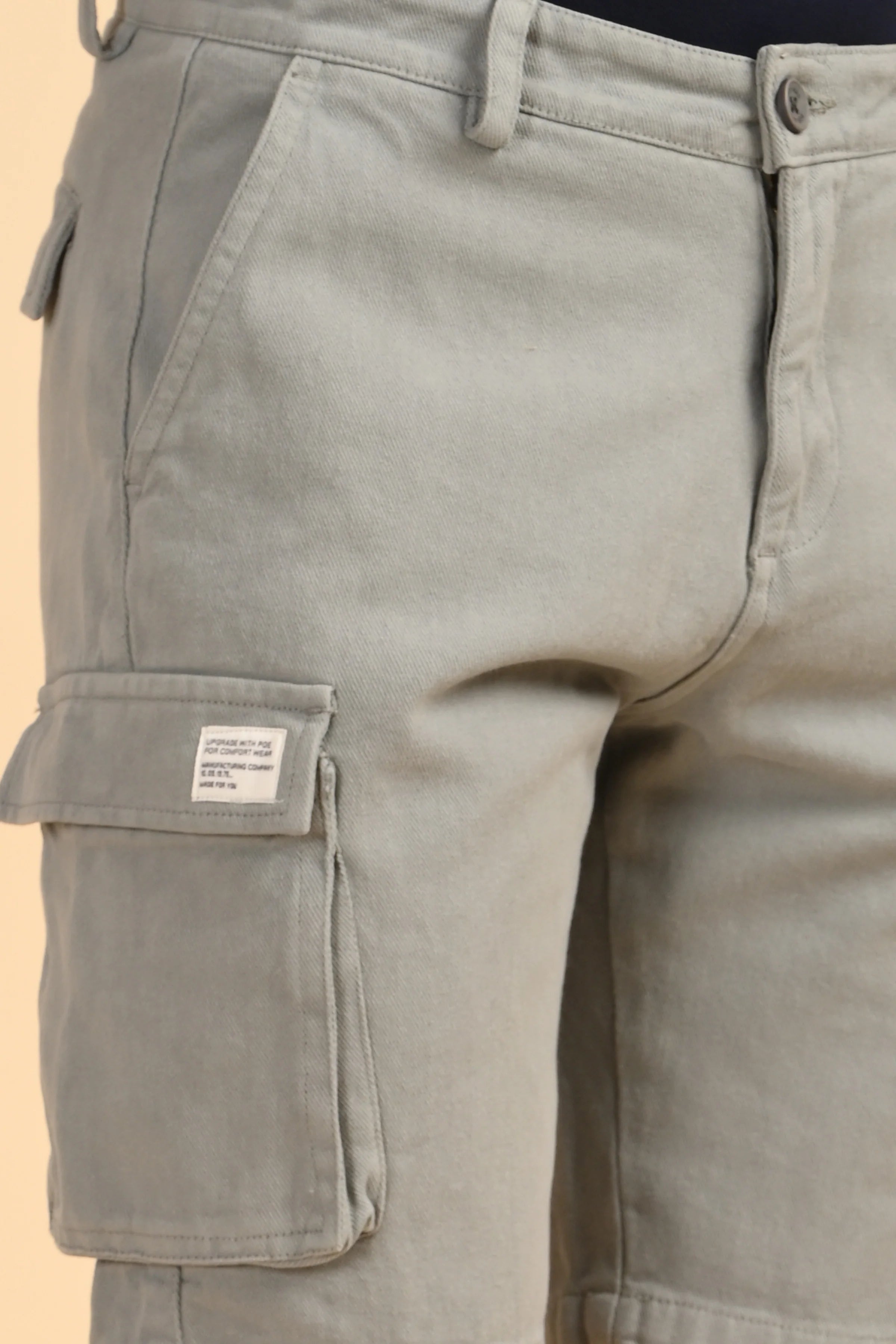 Men Tiptur Cotton Cargo Shorts Grey
