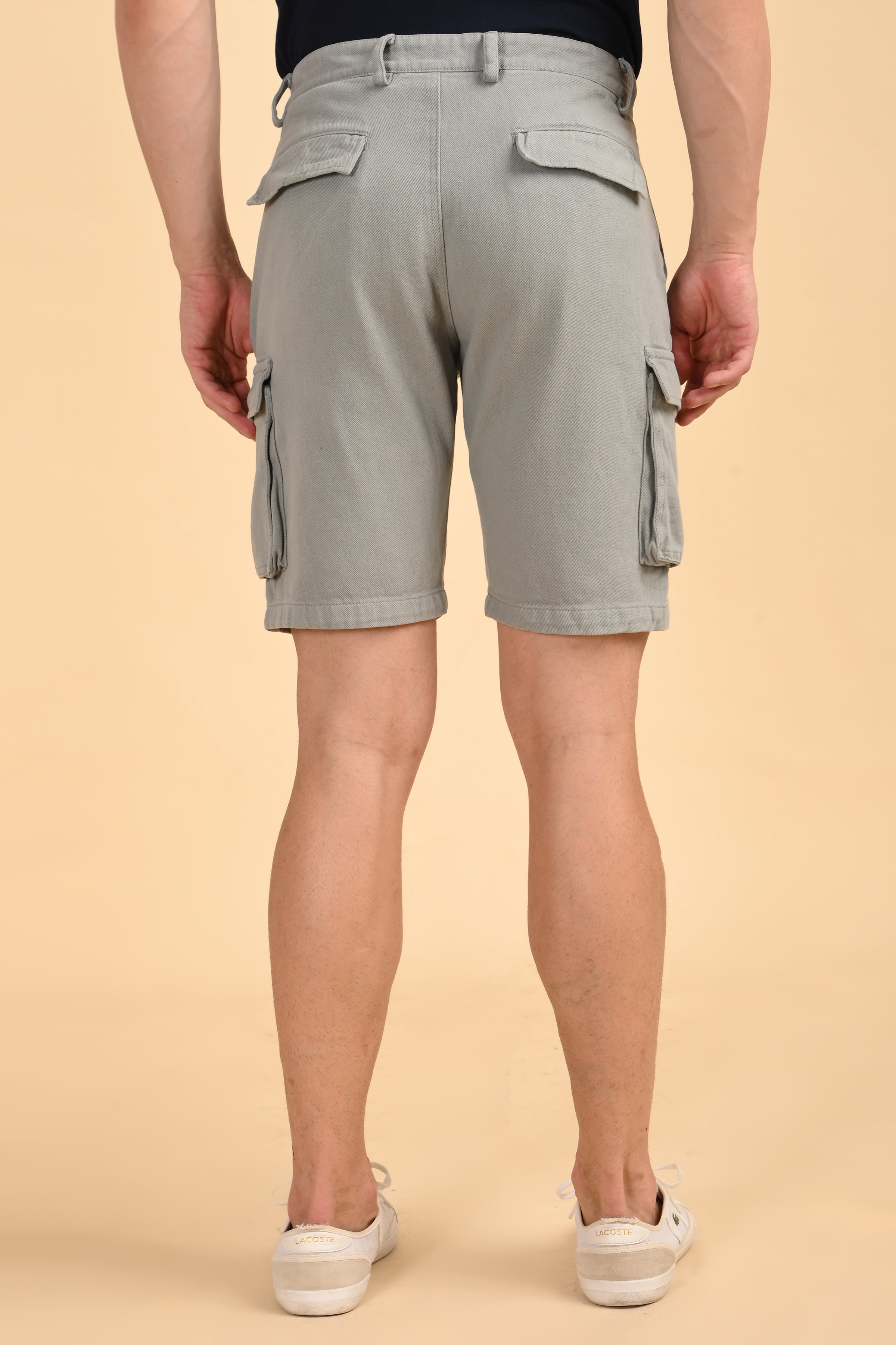 Men Tiptur Cotton Cargo Shorts Lt Grey