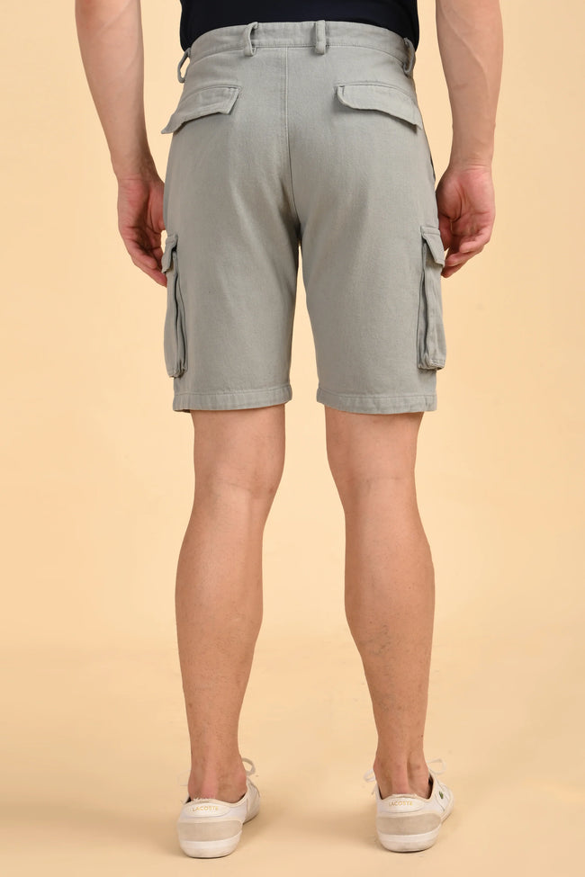 Men Tiptur Cotton Cargo Shorts Grey