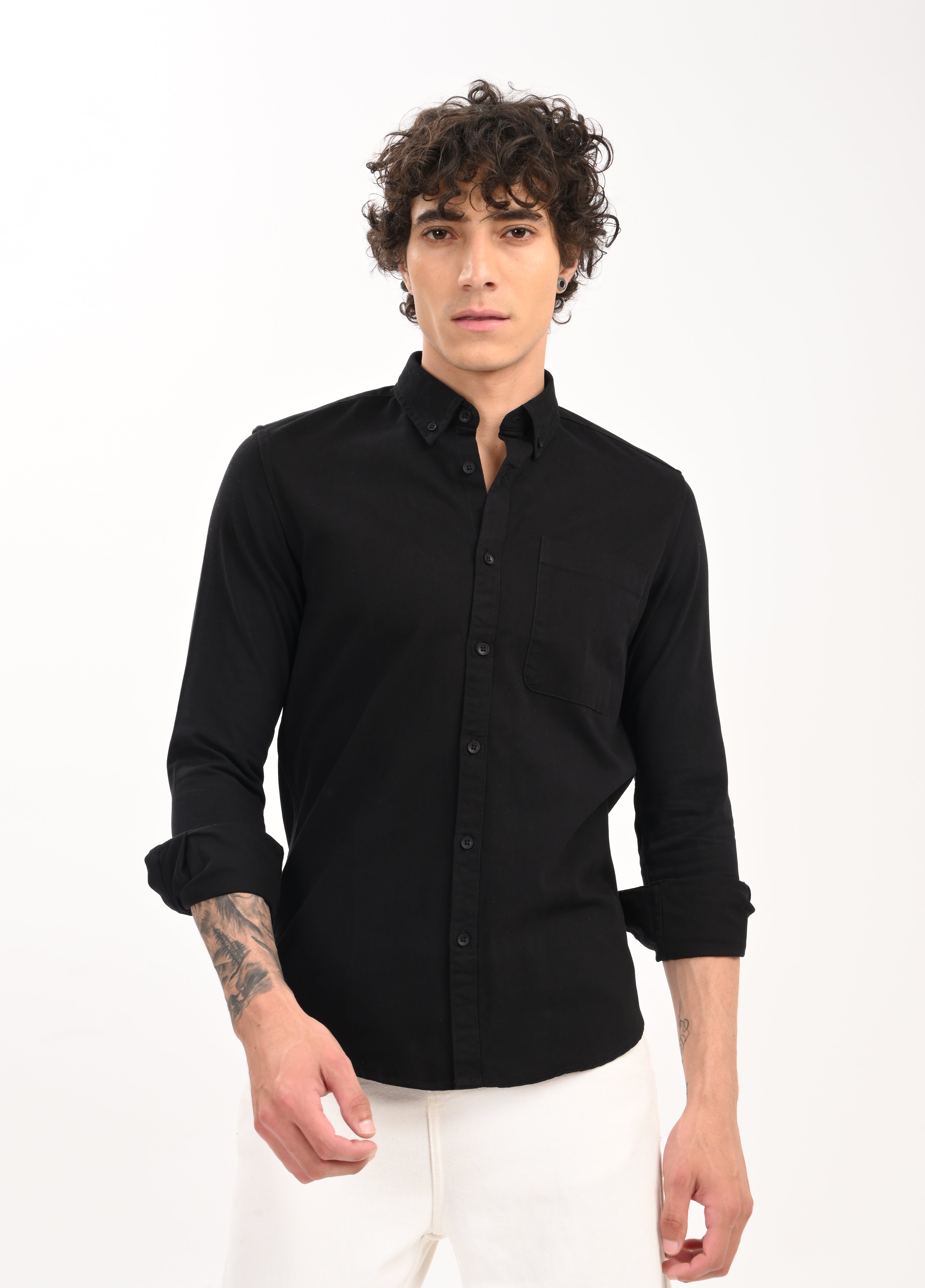 Men Black Everyday Essential Solid Shirt