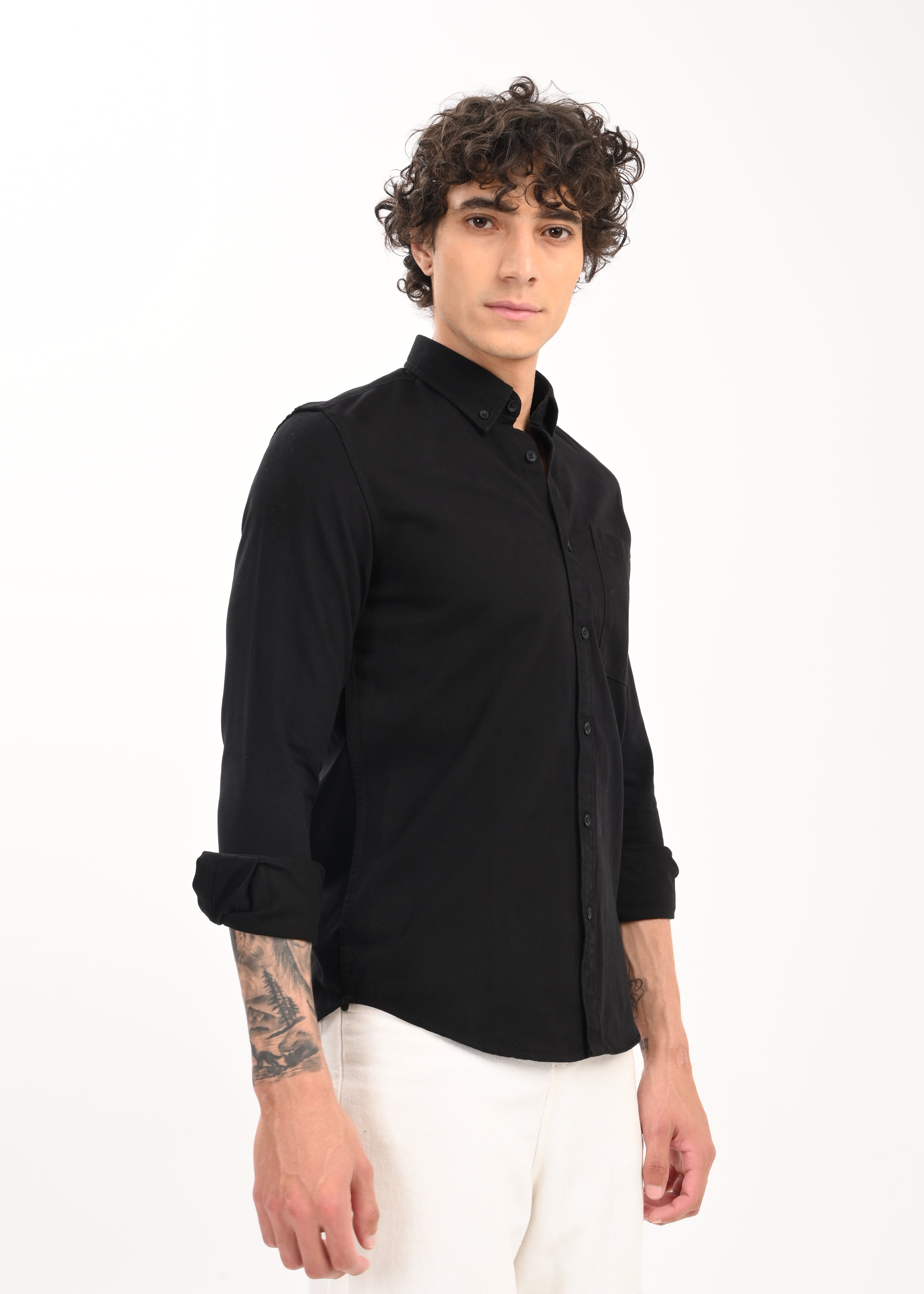 Men Black Everyday Essential Solid Shirt
