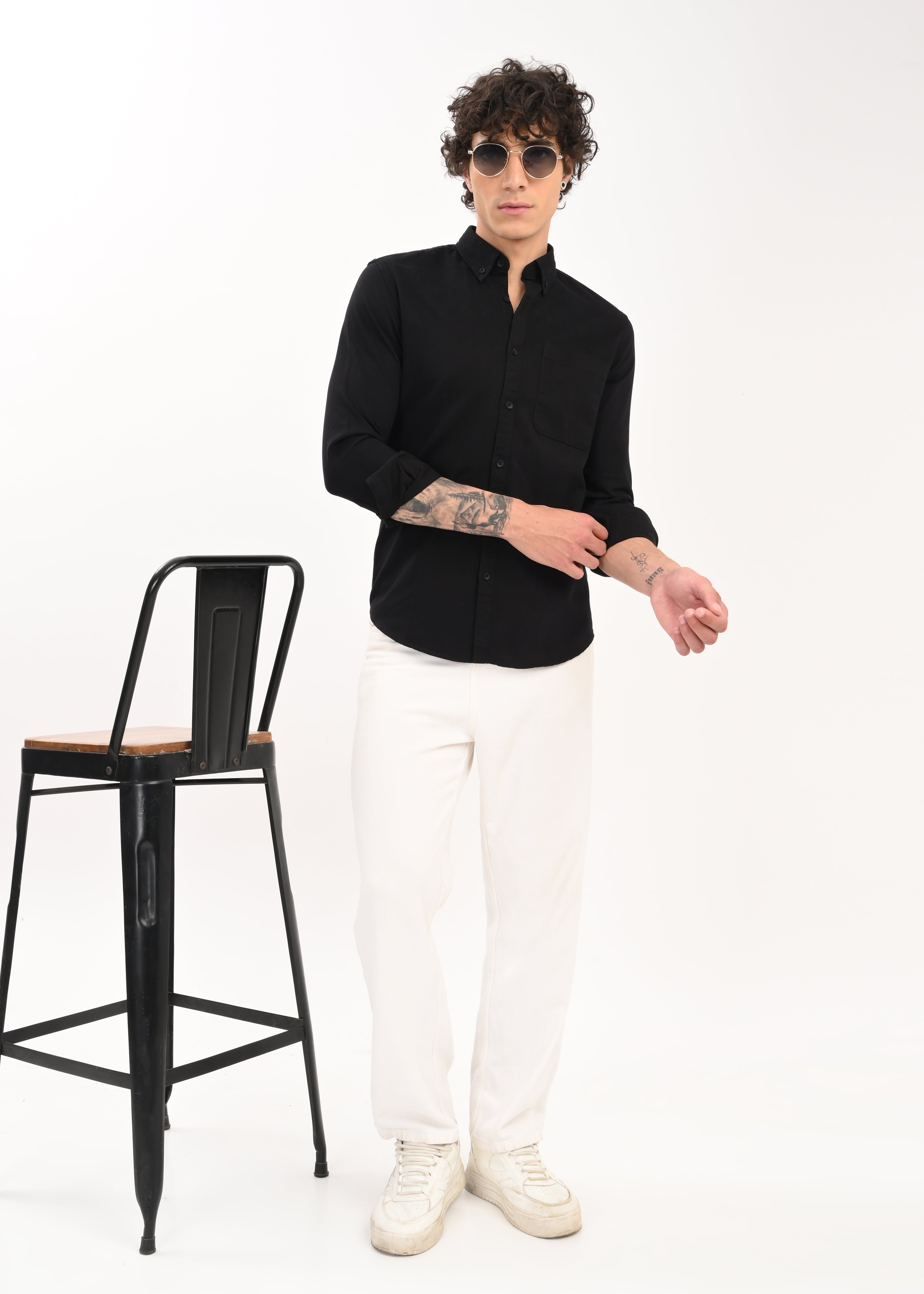 Men Black Everyday Essential Solid Shirt