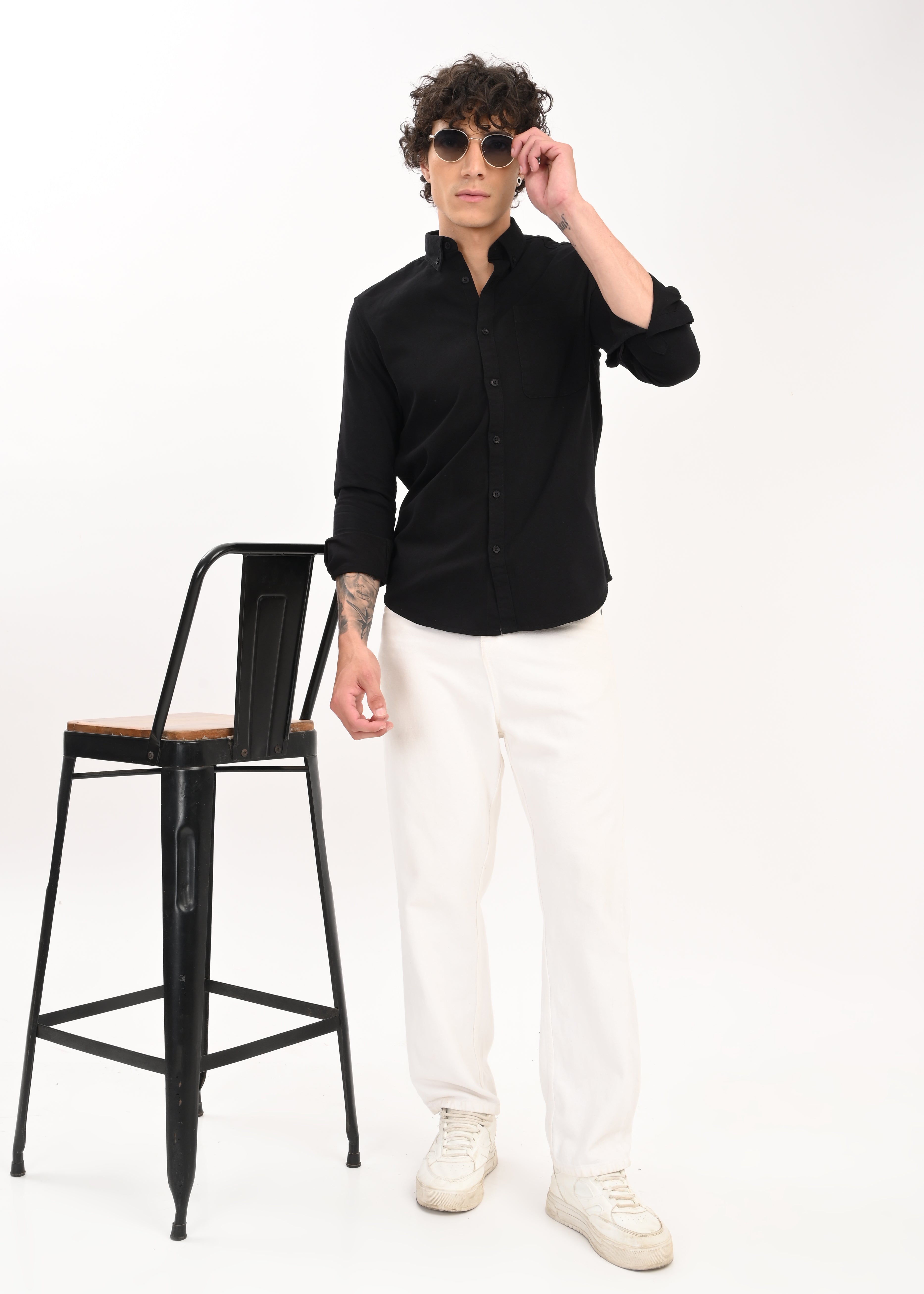 Men Black Everyday Essential Solid Shirt