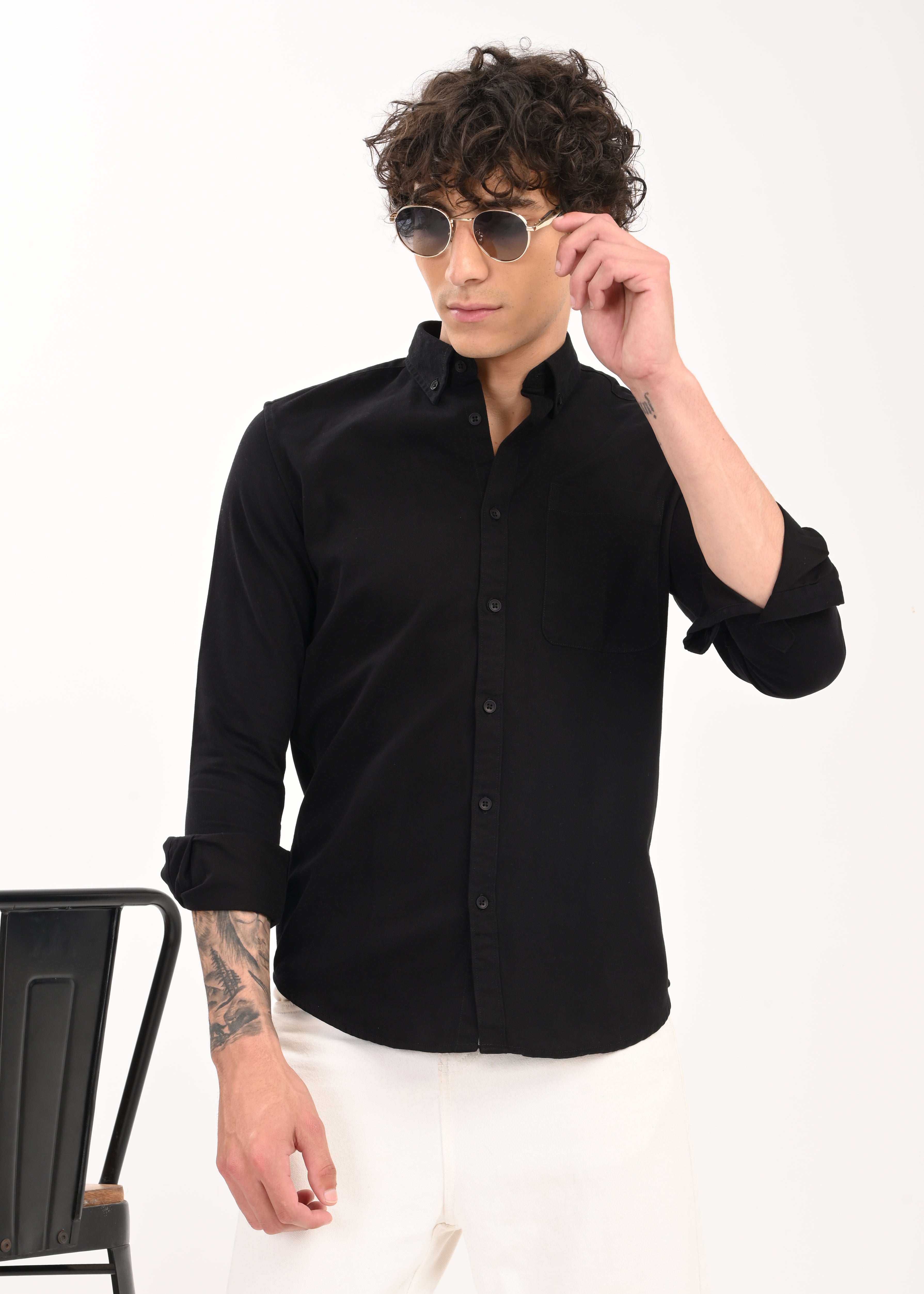 Men Black Everyday Essential Solid Shirt
