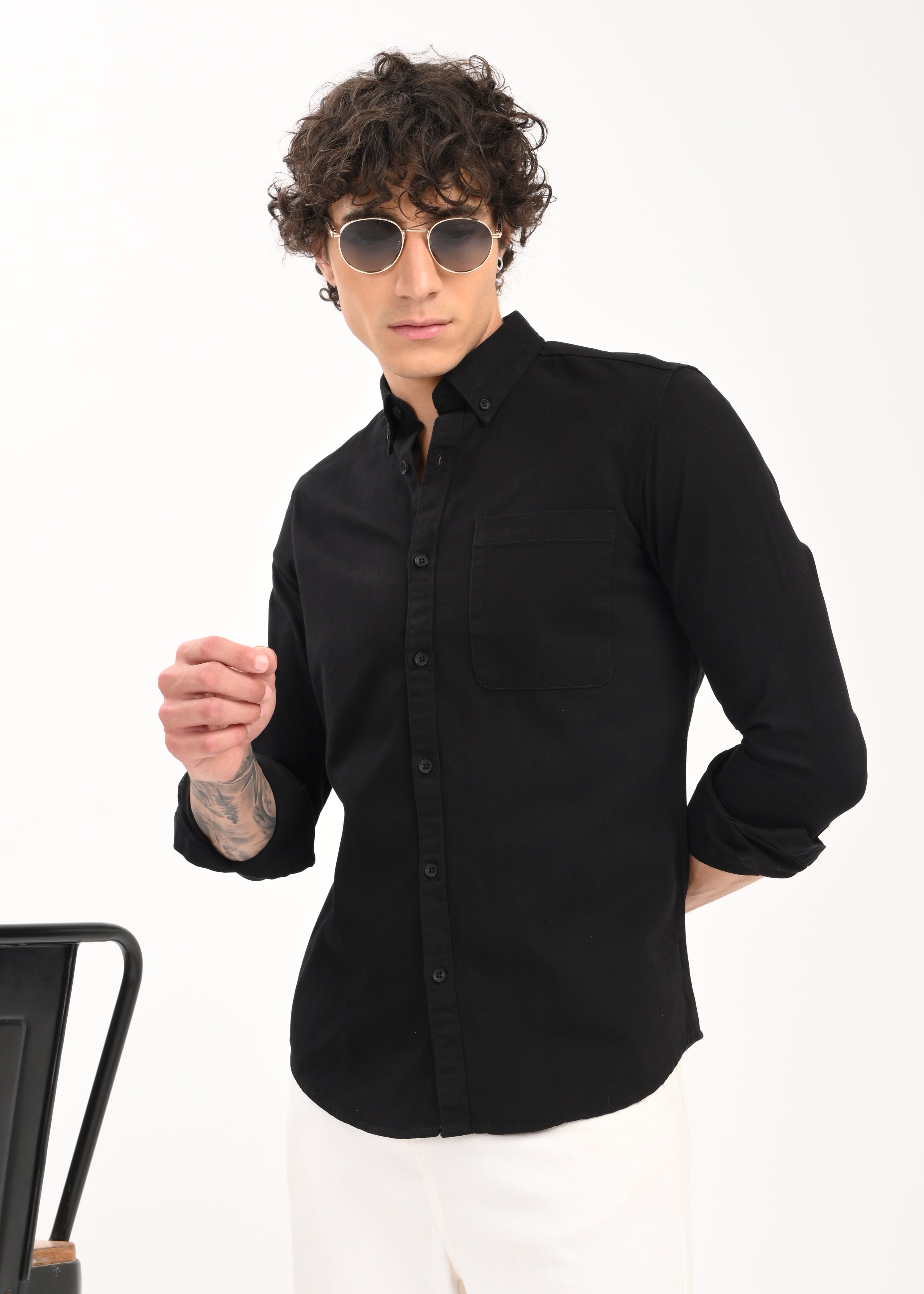 Men Black Everyday Essential Solid Shirt