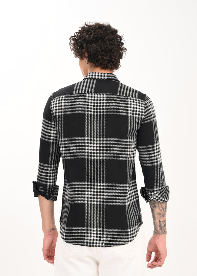 Men Black Classic Bold Checked Shirt