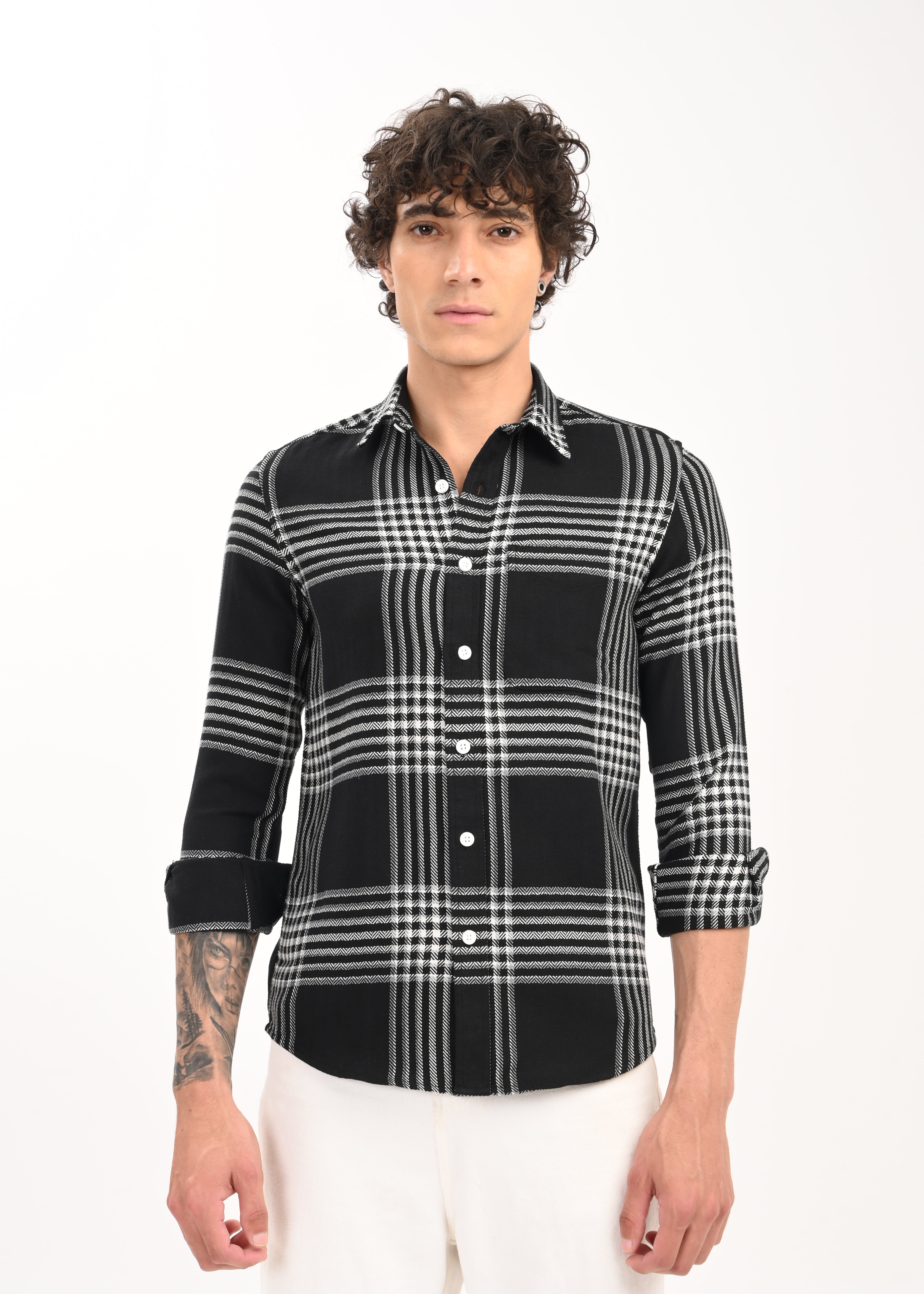 Men Black Classic Bold Checked Shirt