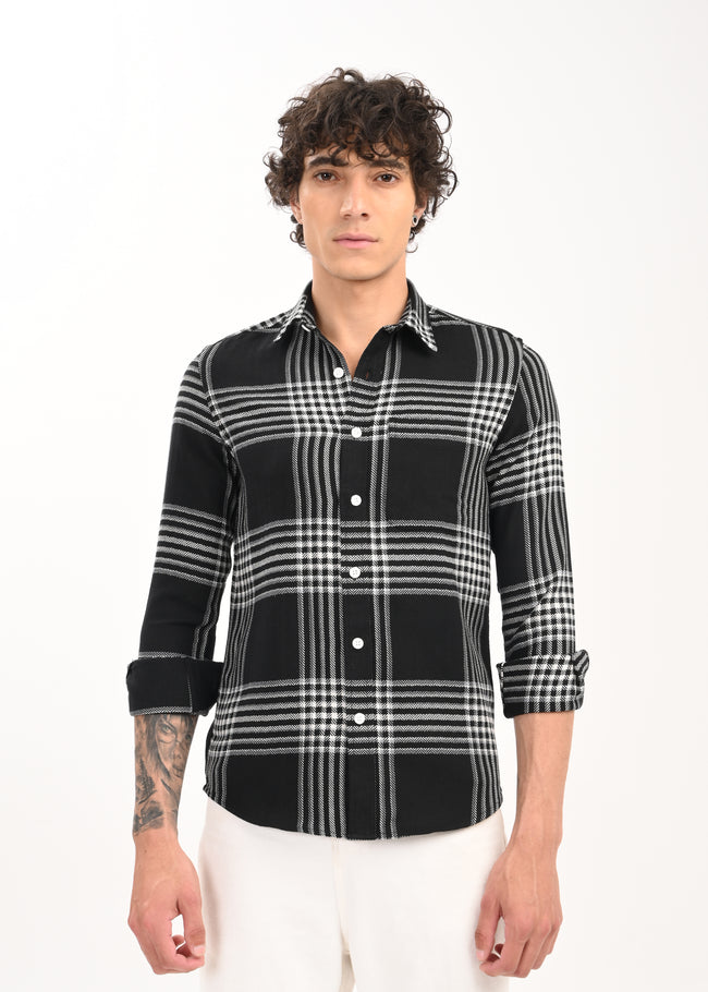 Men Black Classic Bold Checked Shirt
