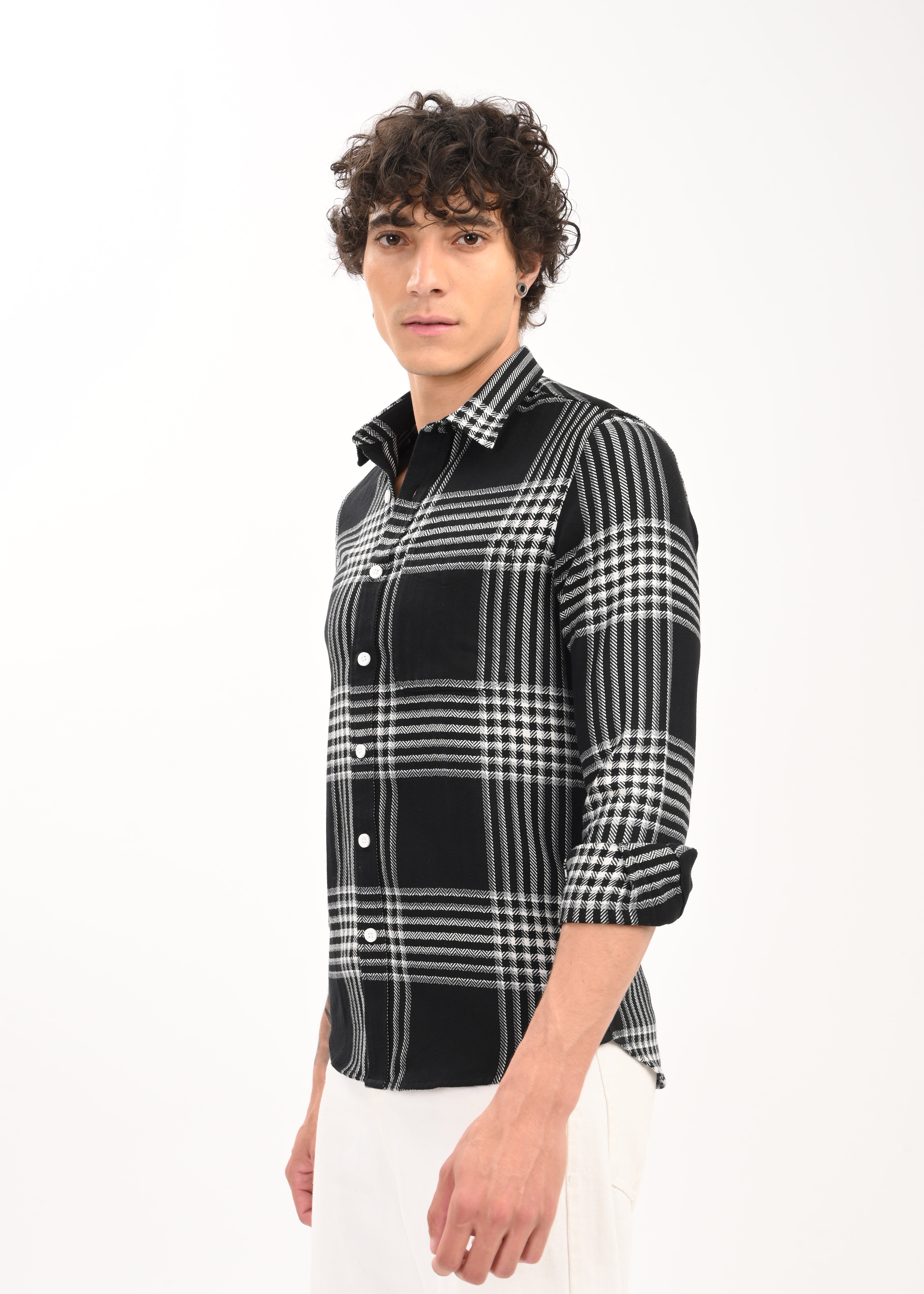 Men Black Classic Bold Checked Shirt