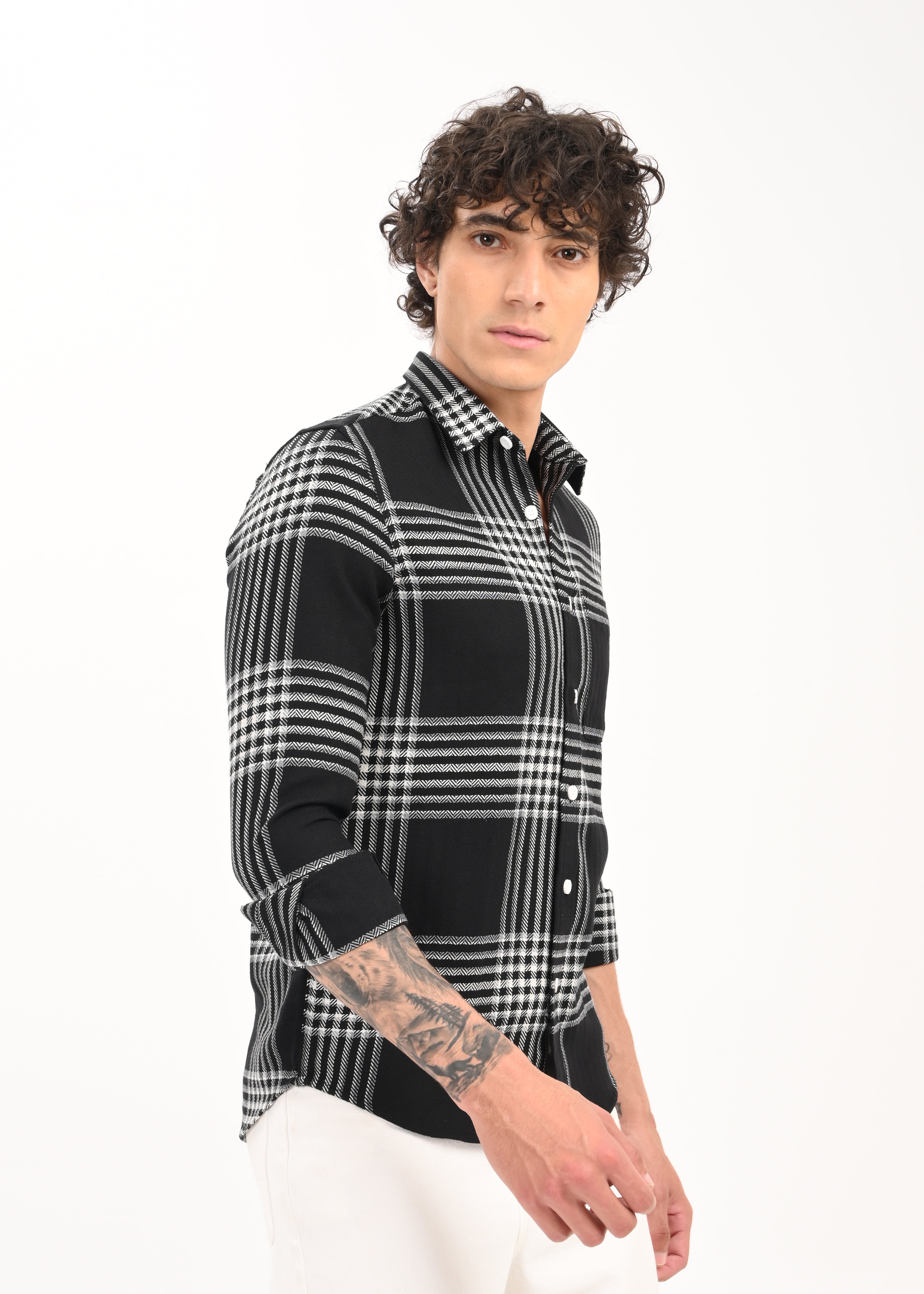 Men Black Classic Bold Checked Shirt