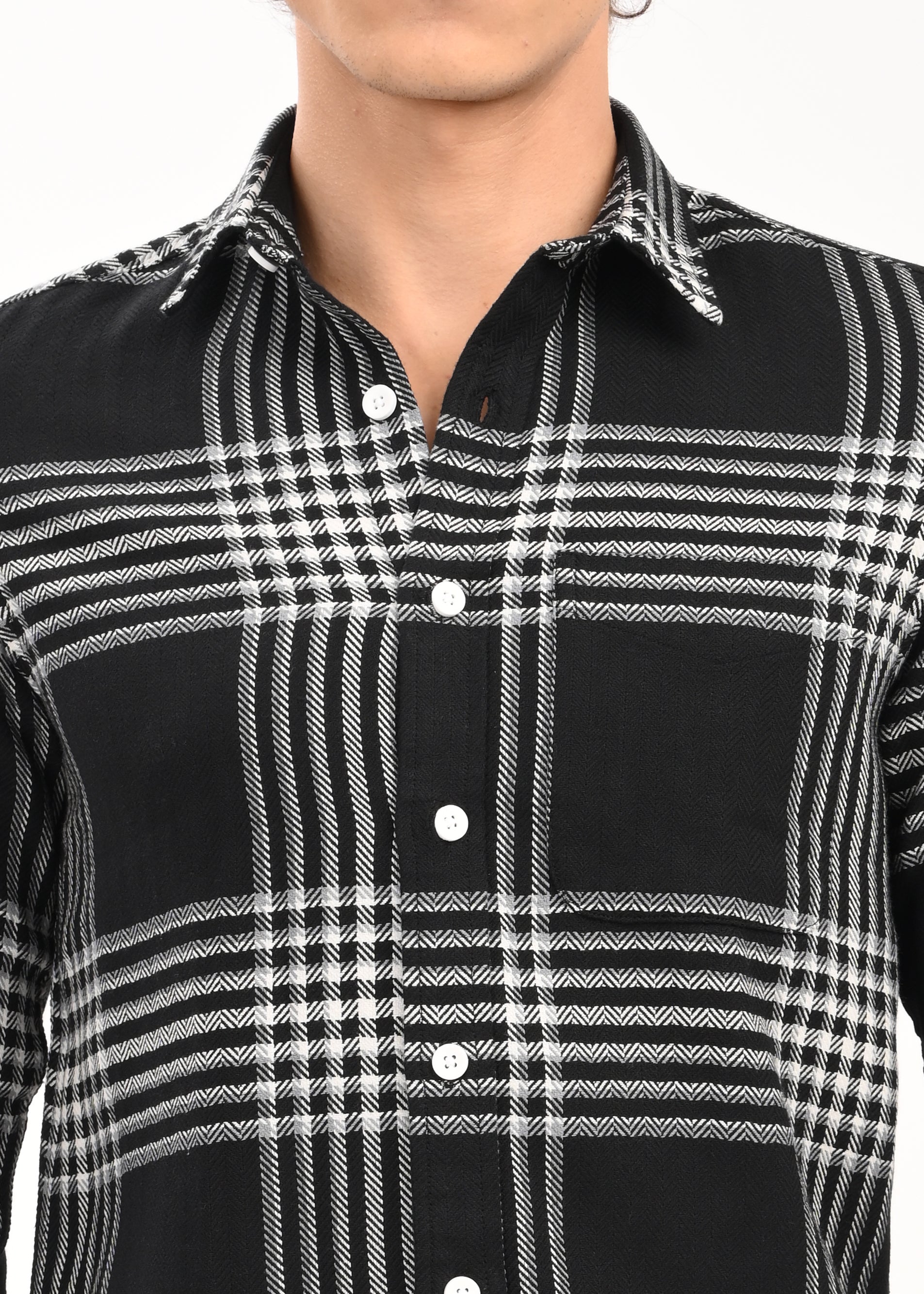 Men Black Classic Bold Checked Shirt