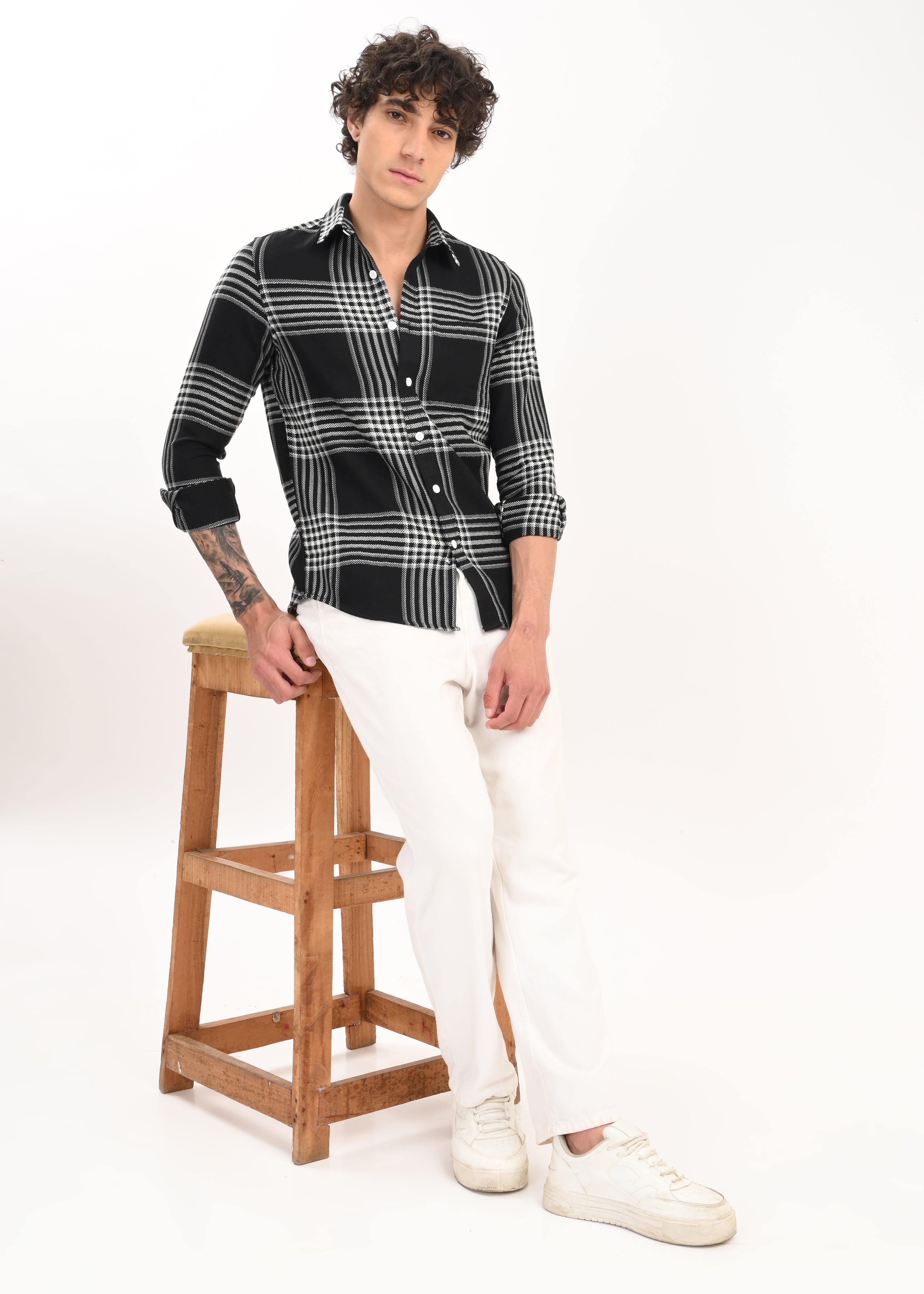 Men Black Classic Bold Checked Shirt