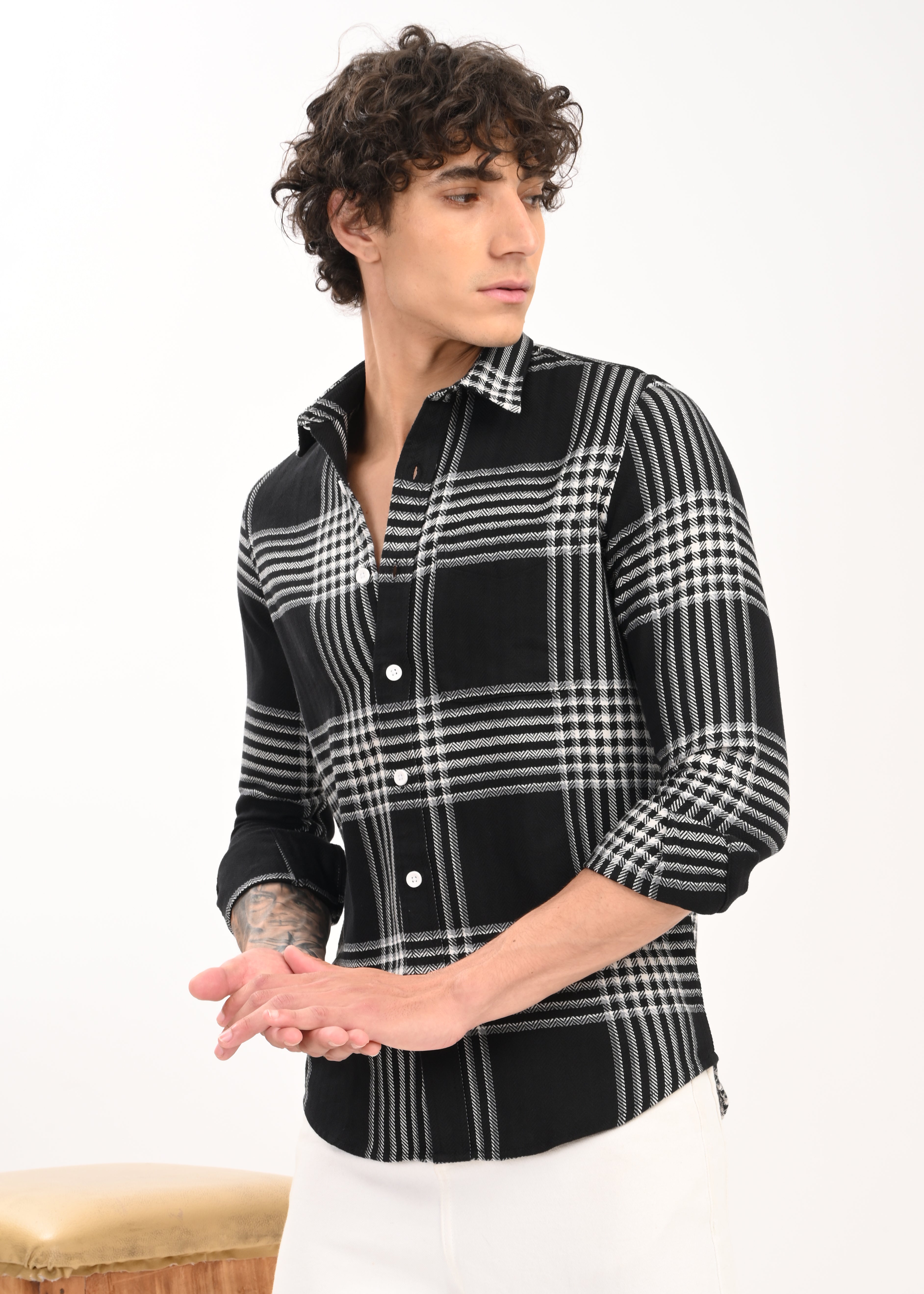 Men Black Classic Bold Checked Shirt