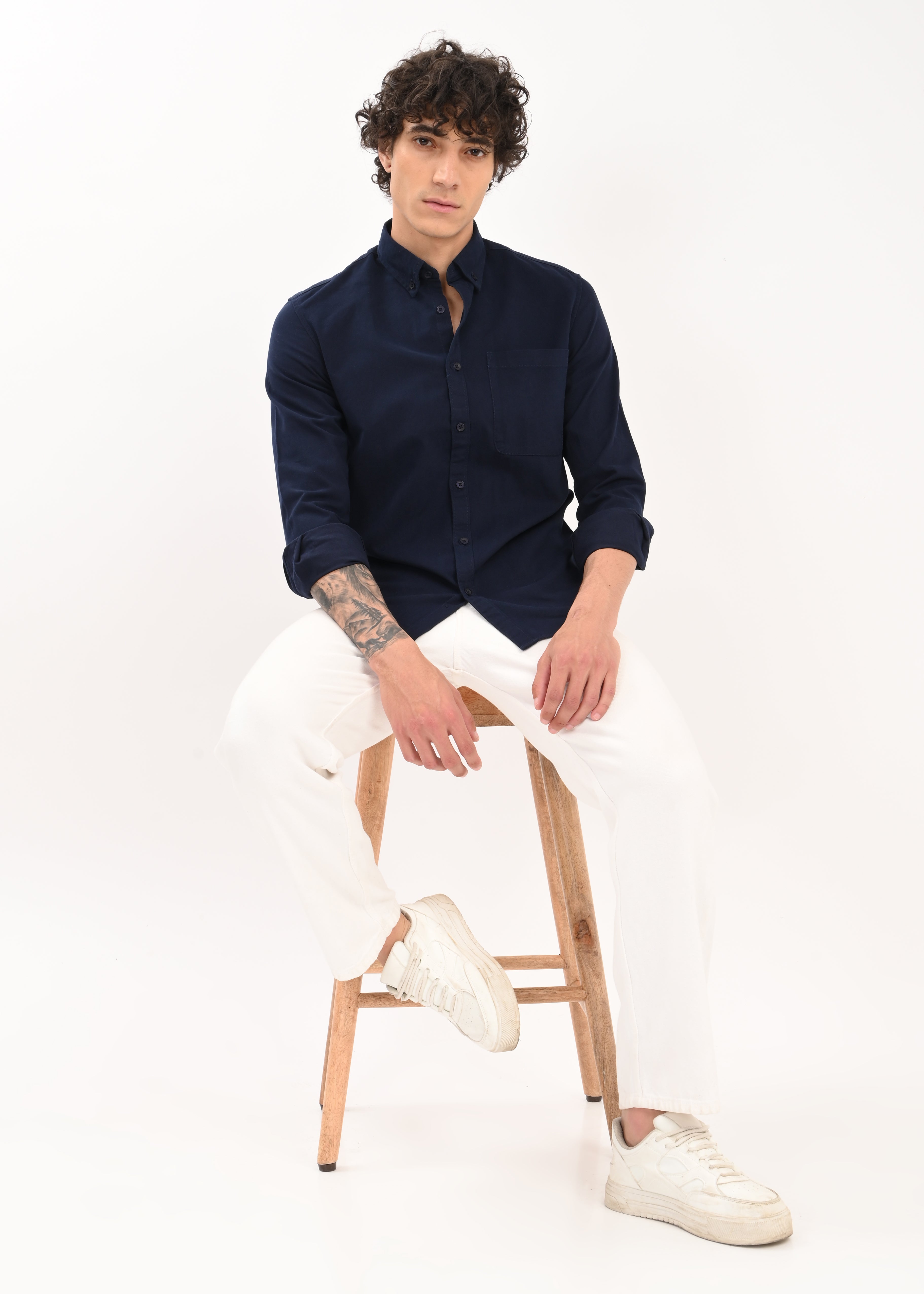 Men Navy Everyday Essential Solid Shirt