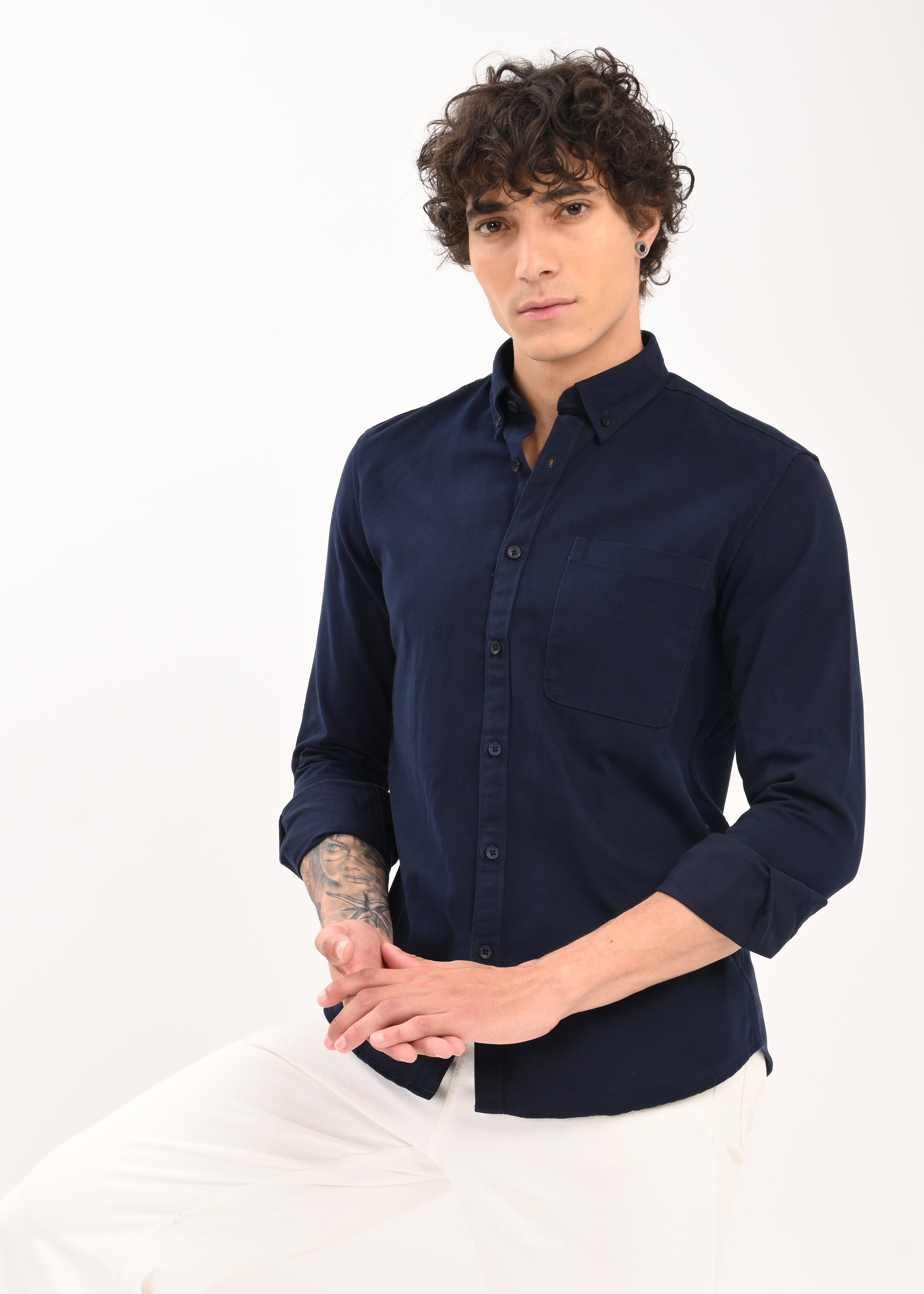 Men Navy Everyday Essential Solid Shirt