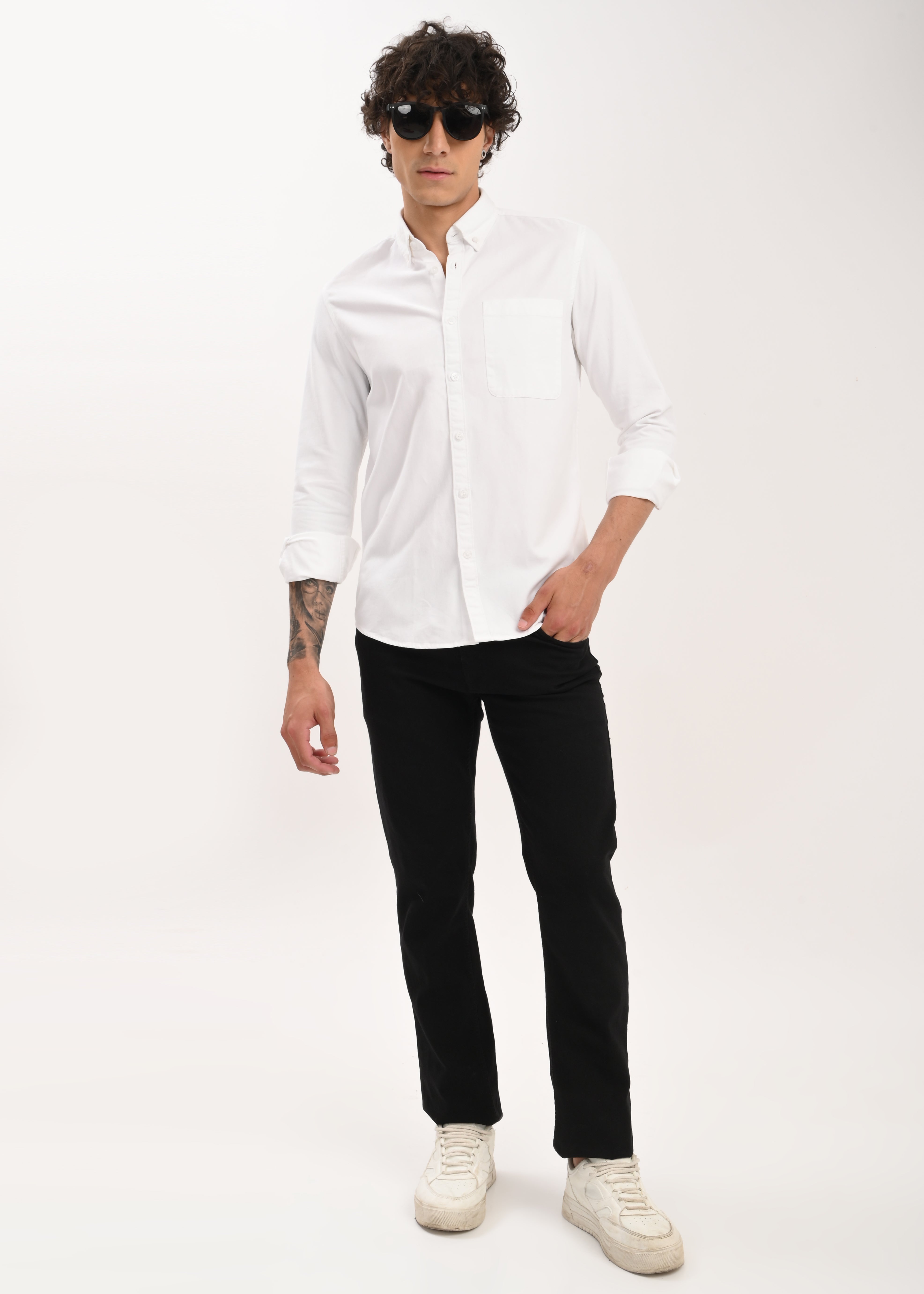 Men White Everyday Essential Solid Shirt