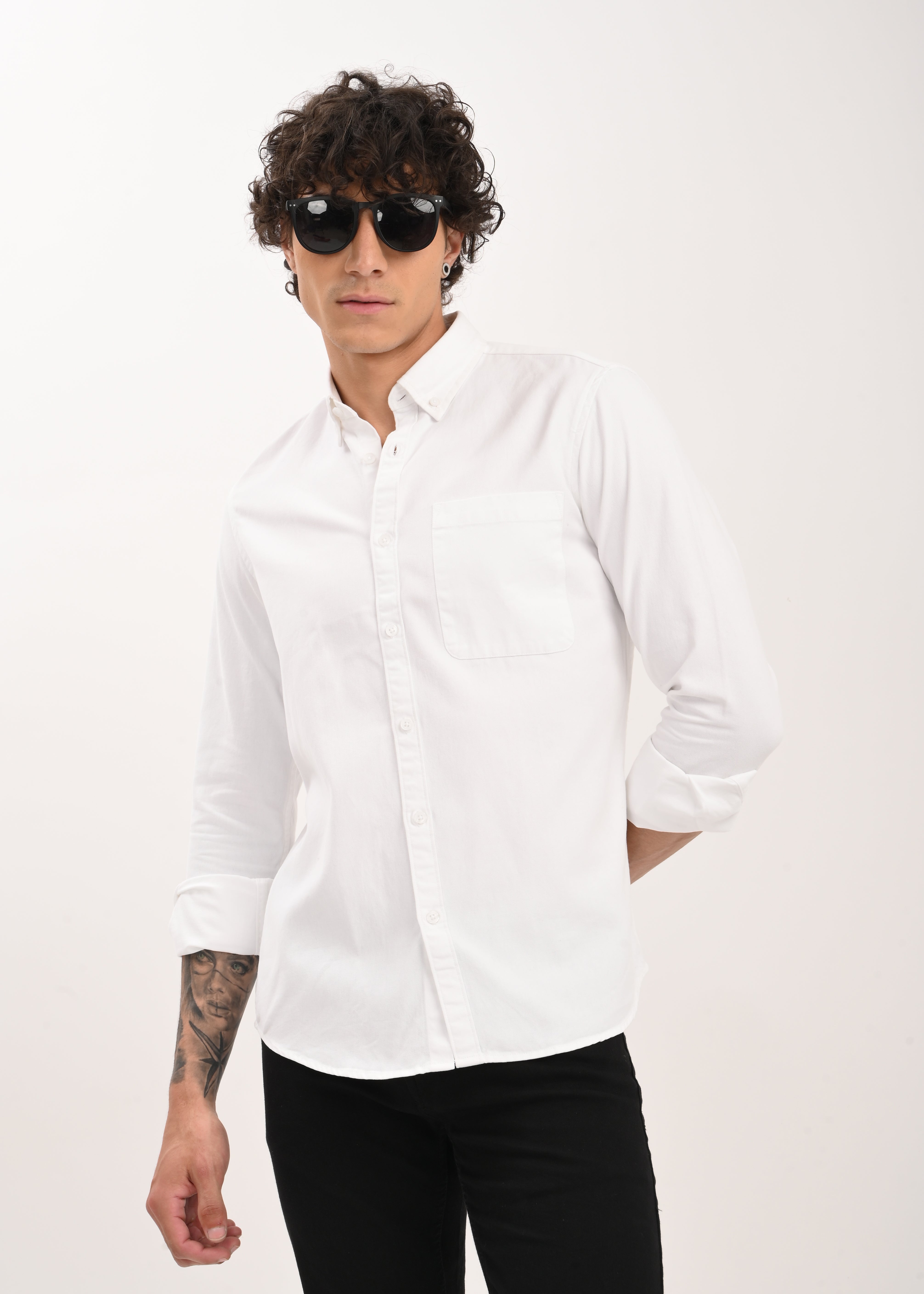 Men White Everyday Essential Solid Shirt