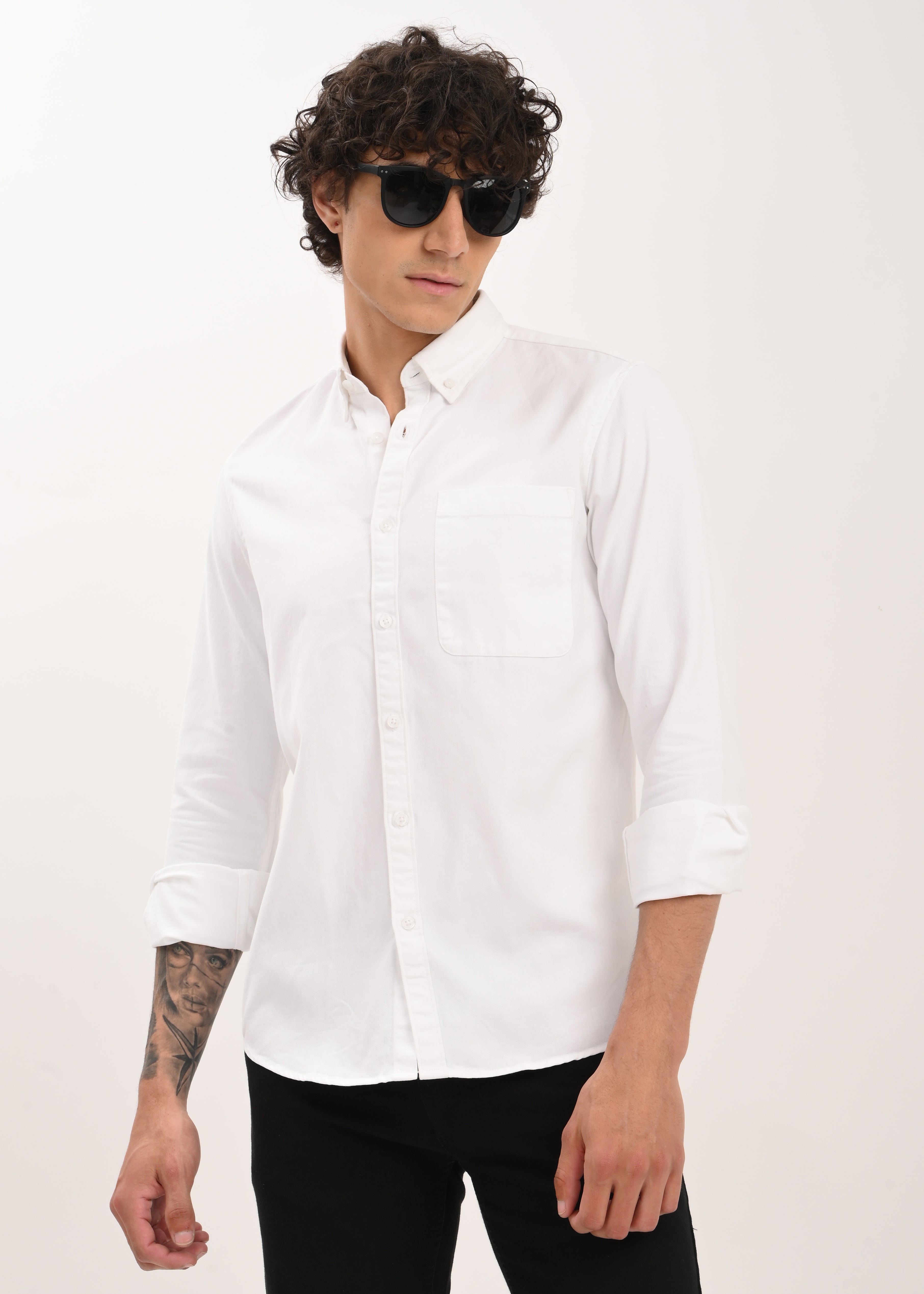 Men White Everyday Essential Solid Shirt