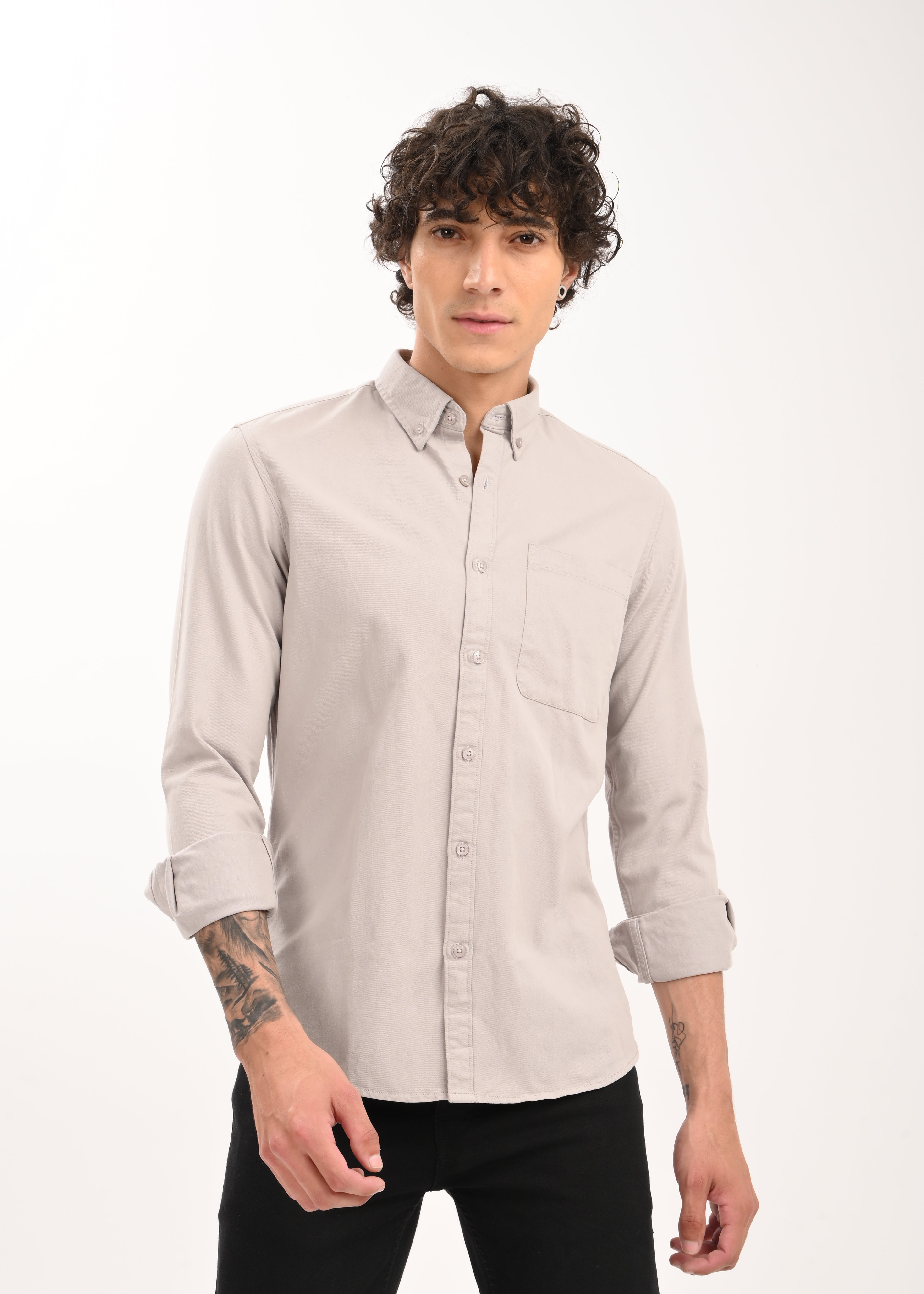 Men Grey Everyday Essential Solid Shirt