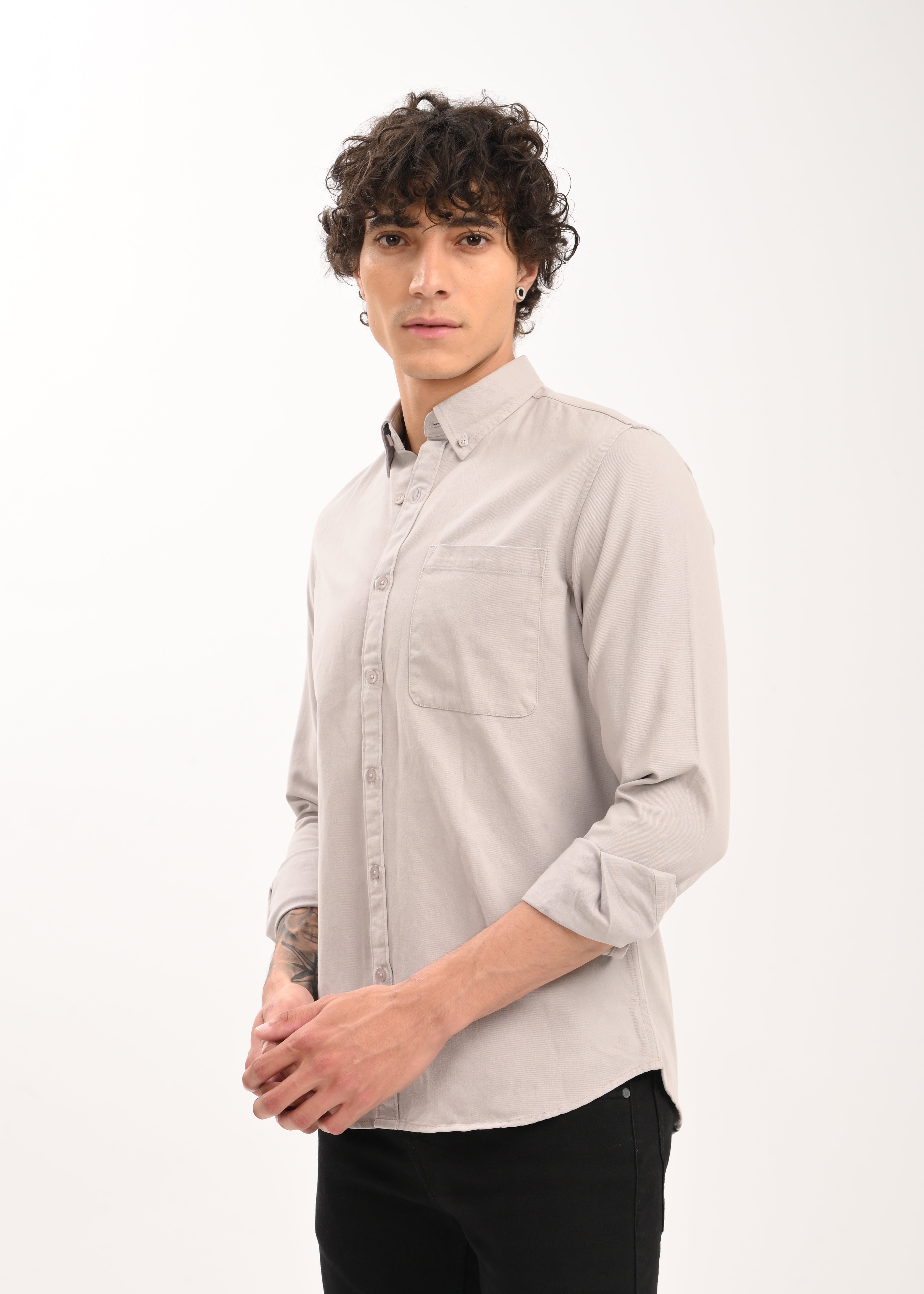 Men Grey Everyday Essential Solid Shirt