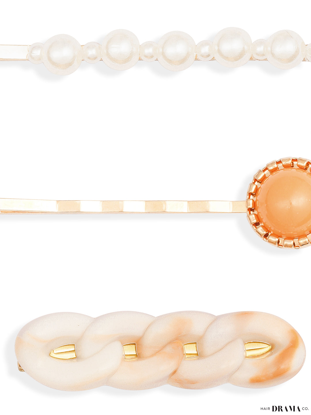 Women Orange  Cross Pins Set Of 3